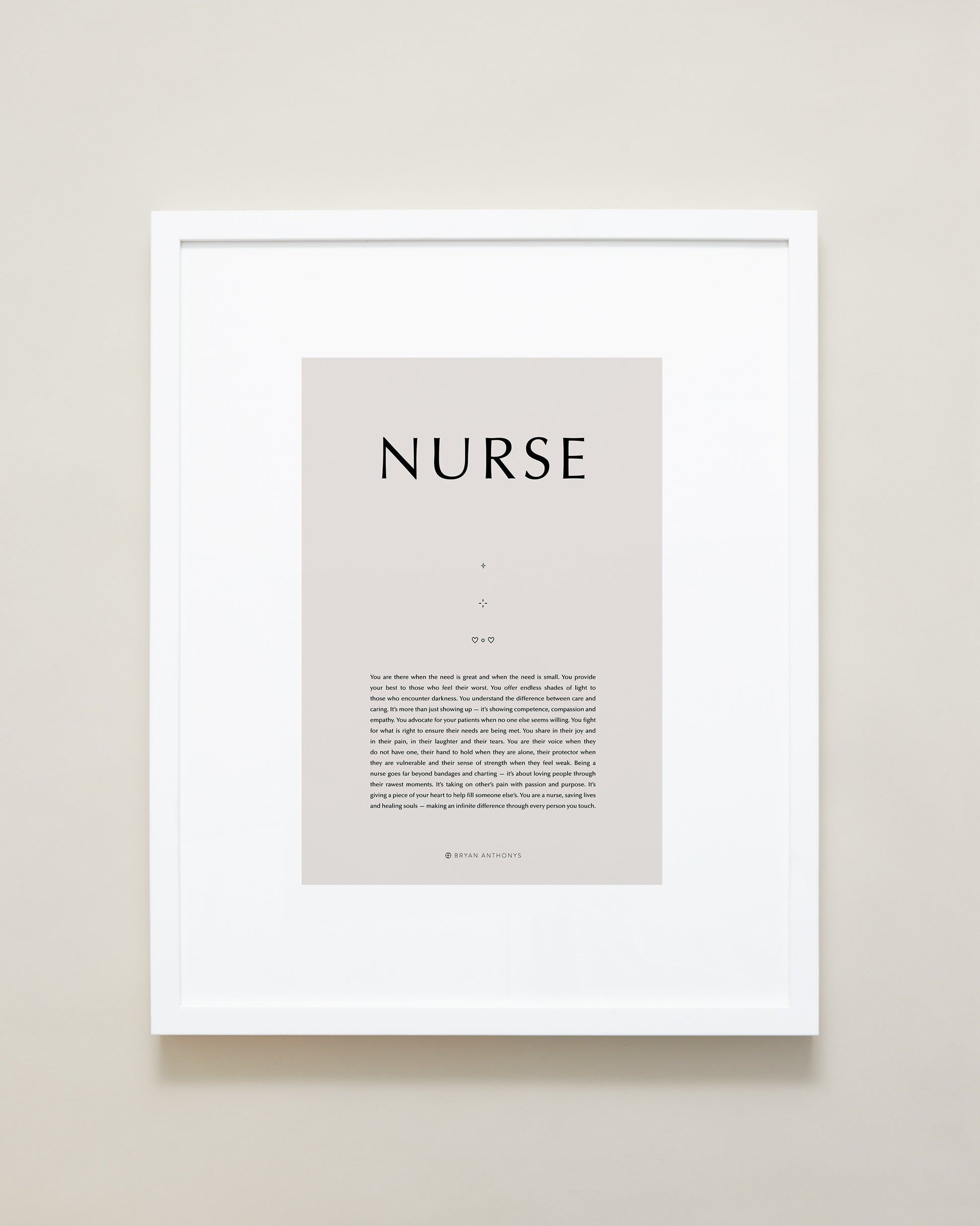 Bryan Anthonys Home Decor Purposeful Prints Nurse Iconic Framed Print Tan Art With White Frame 16x20
