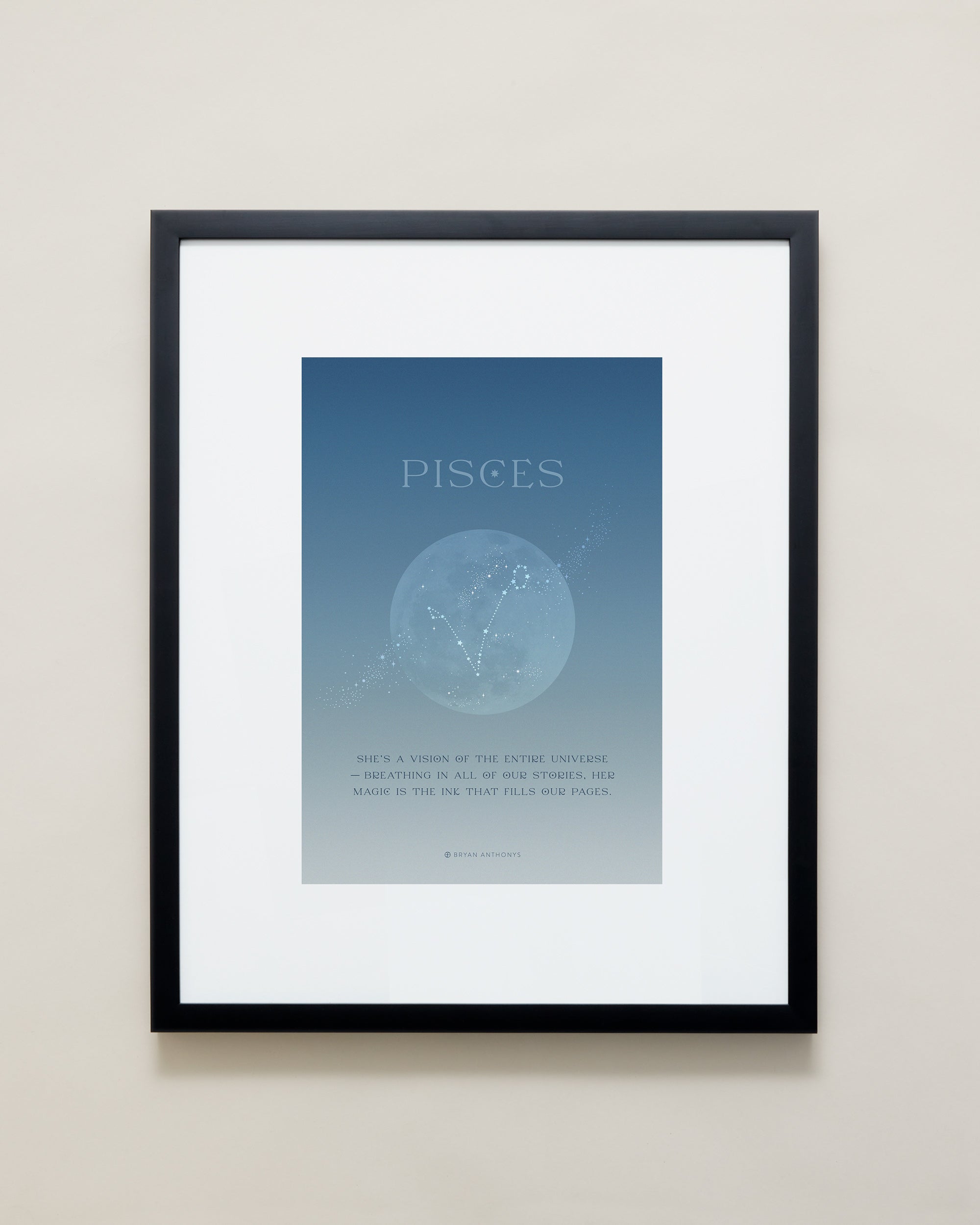 Bryan Anthonys Pisces Zodiac Moon Graphic Framed Print Black Frame 16x20