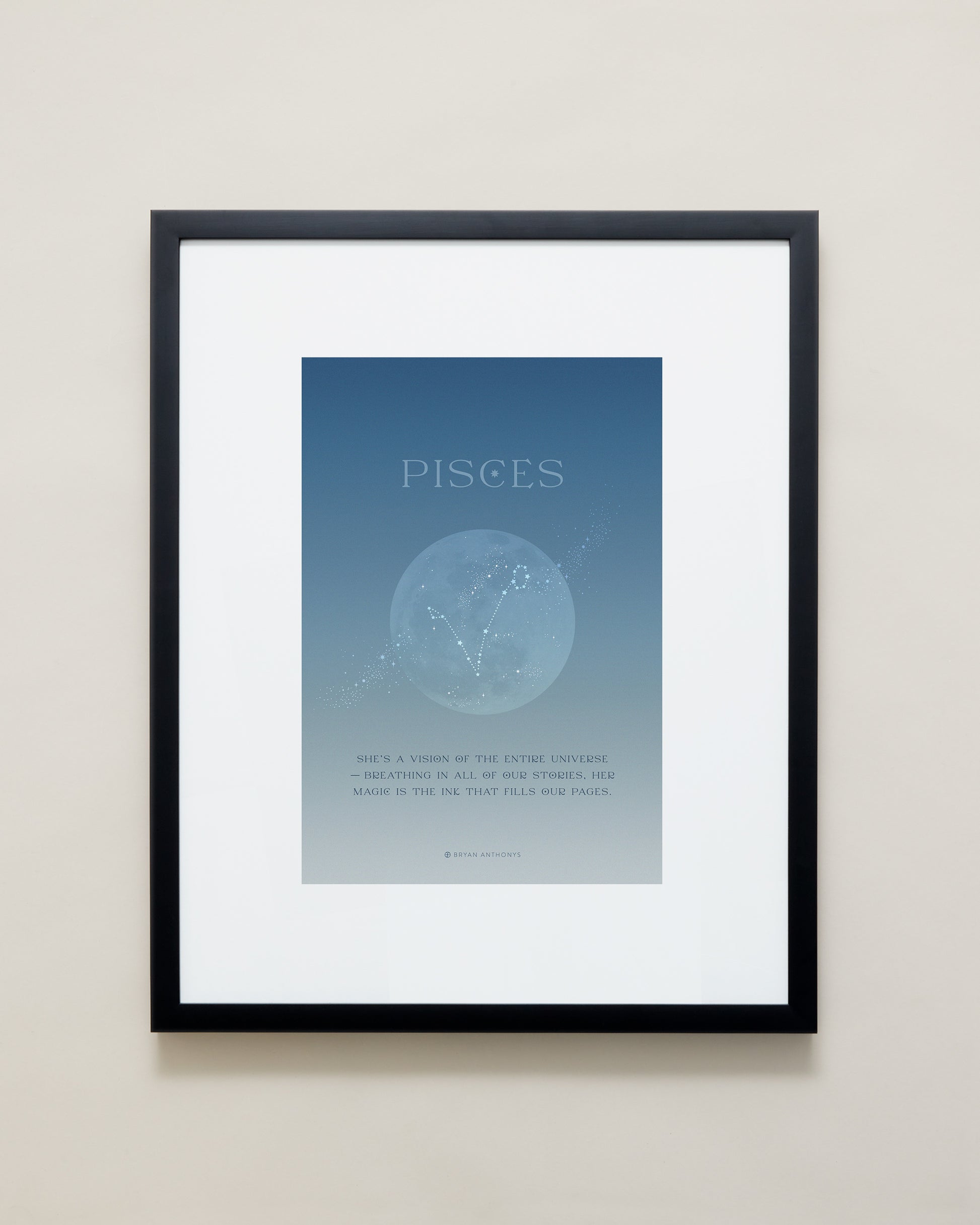 Bryan Anthonys Pisces Zodiac Moon Graphic Framed Print Black Frame 16x20