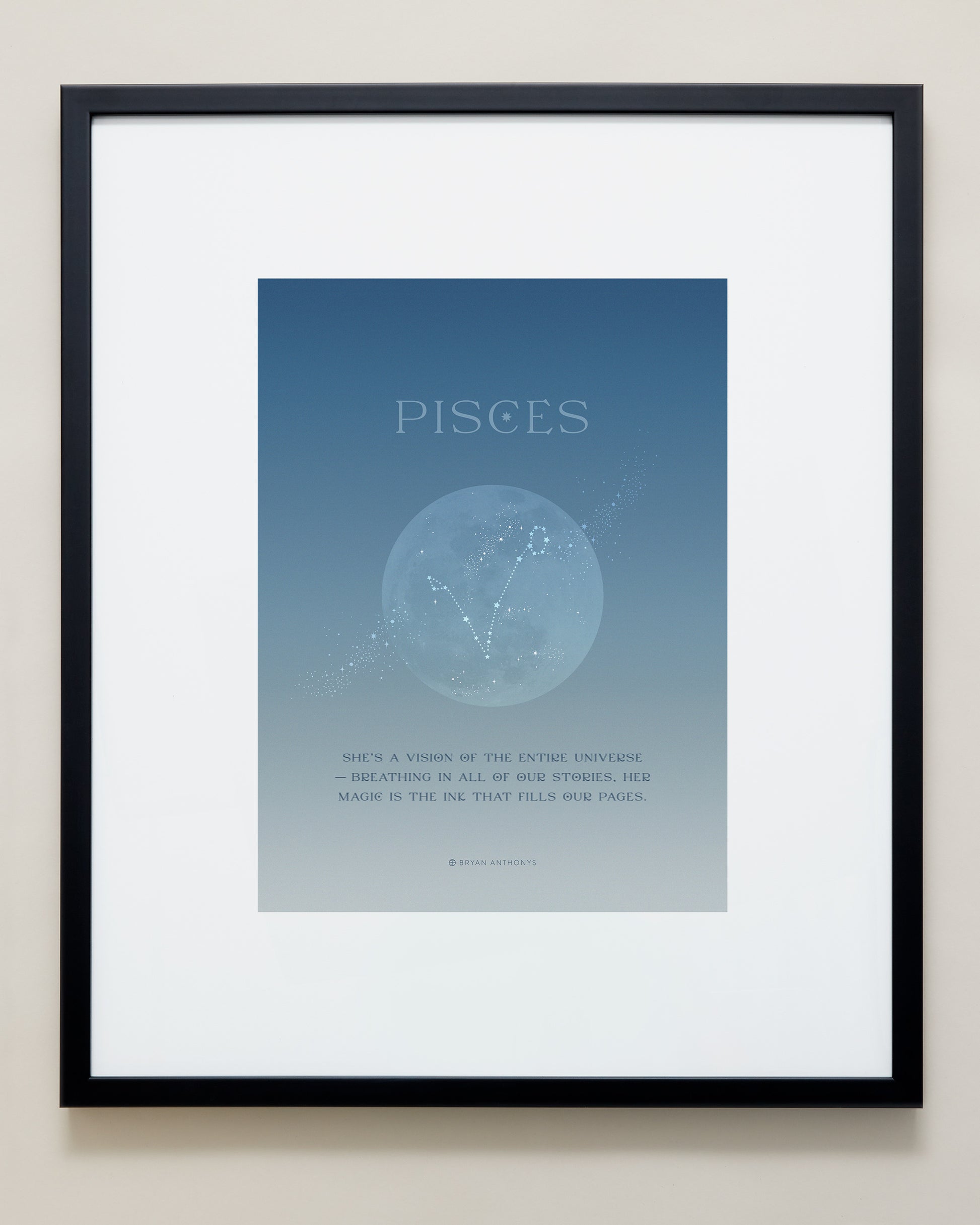 Bryan Anthonys Pisces Zodiac Moon Graphic Framed Print Black Frame 20x24