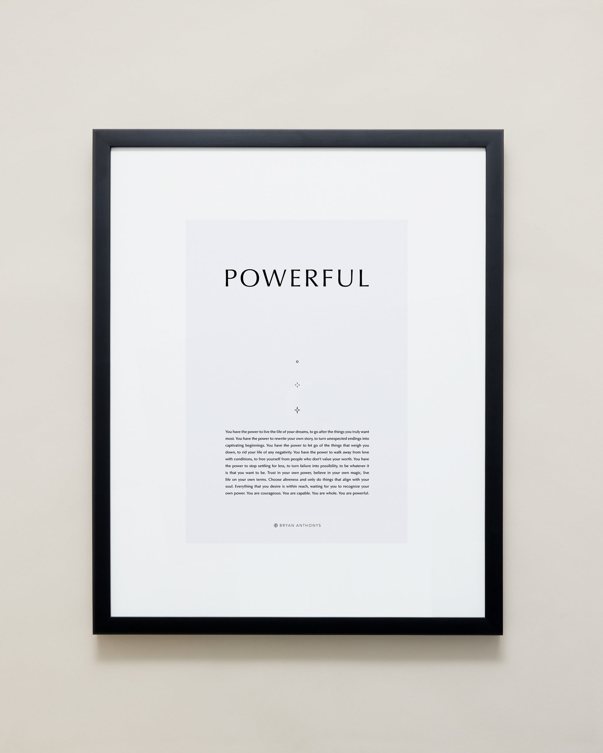 Bryan Anthonys Home Decor Purposeful Prints Powerful Iconic Framed Print Gray Art with Black Frame 16x20