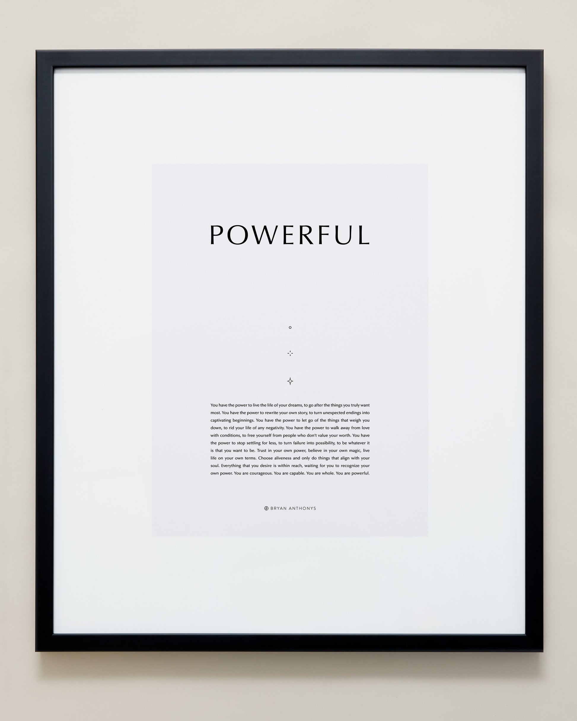 Bryan Anthonys Home Decor Purposeful Prints Powerful Iconic Framed Print Gray Art with Black Frame 20x24