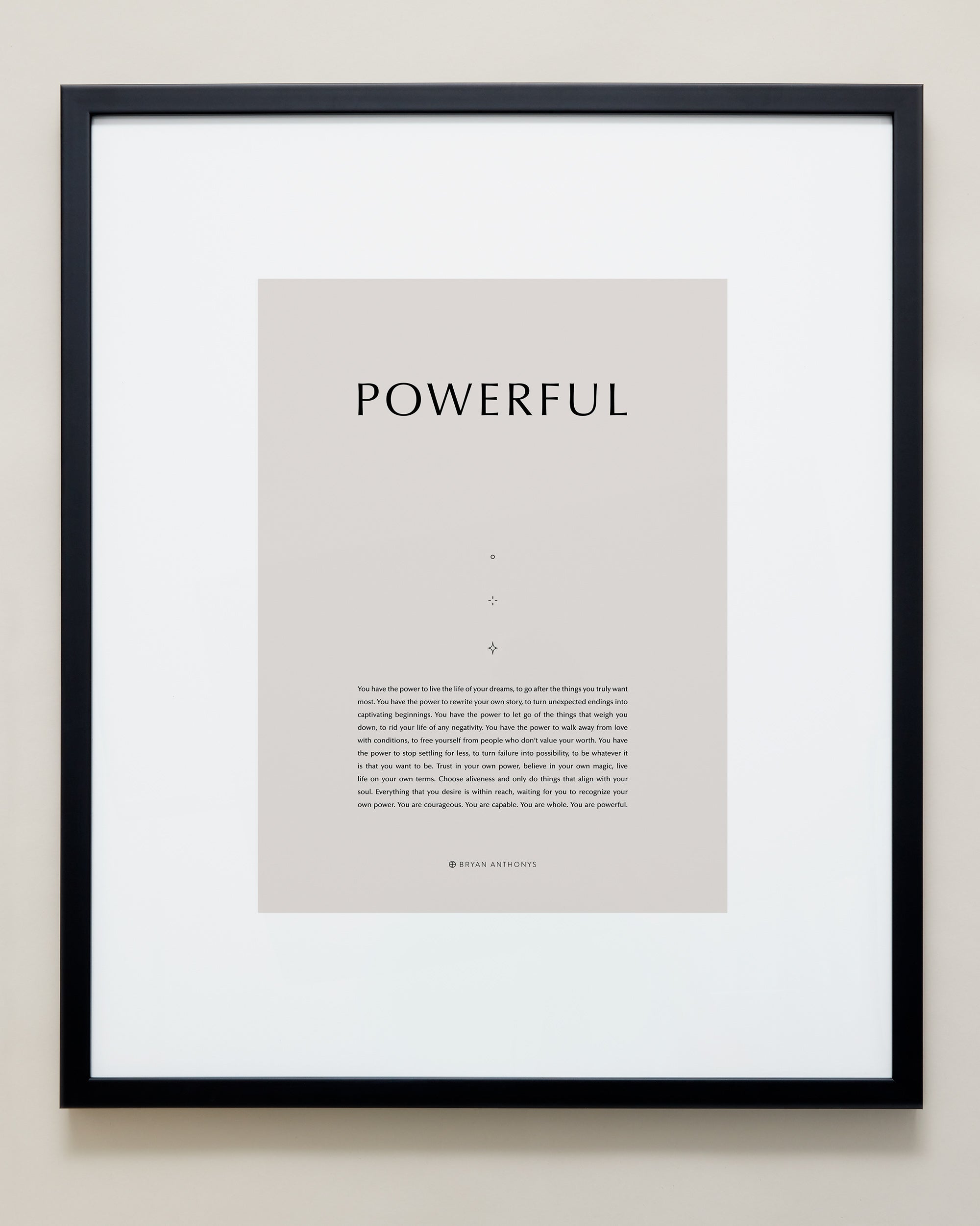 Bryan Anthonys Home Decor Purposeful Prints Powerful Iconic Framed Print Tan Art with Black Frame 20x24