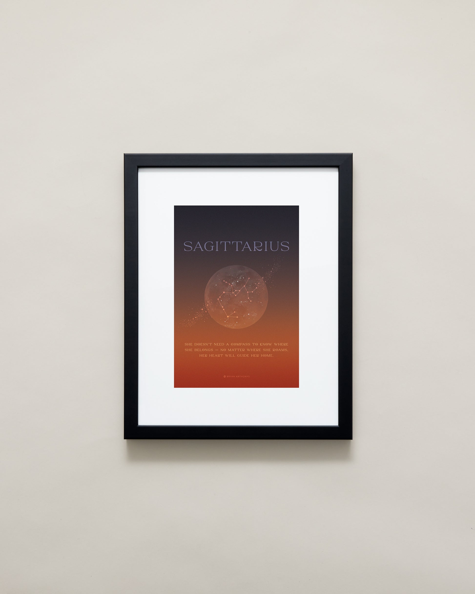 Bryan Anthonys Home Decor Sagittarius Zodiac Framed Print Moon Graphic Print Black Frame 11x14