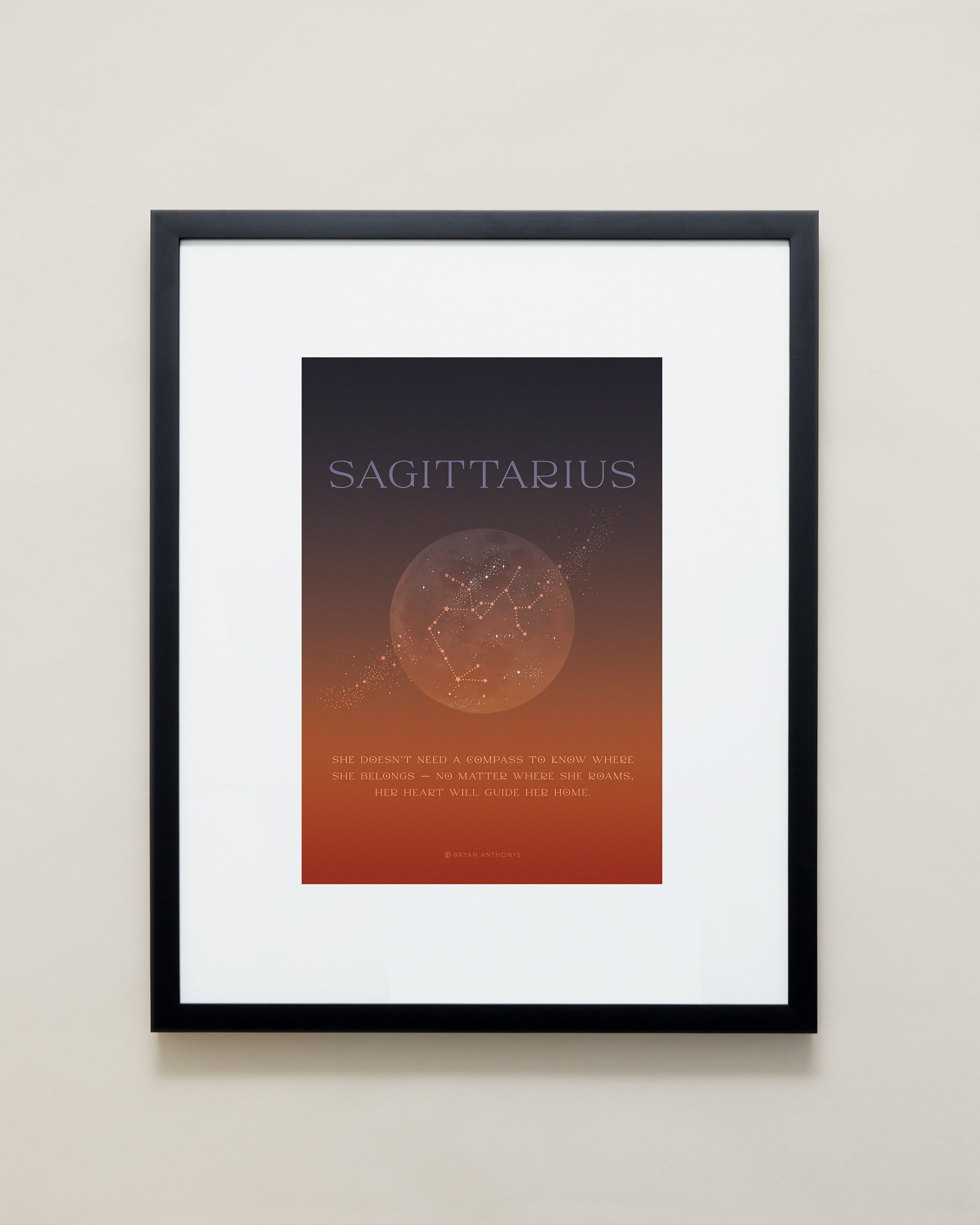 Bryan Anthonys Home Decor Sagittarius Zodiac Framed Print Moon Graphic Print Black Frame 16x20