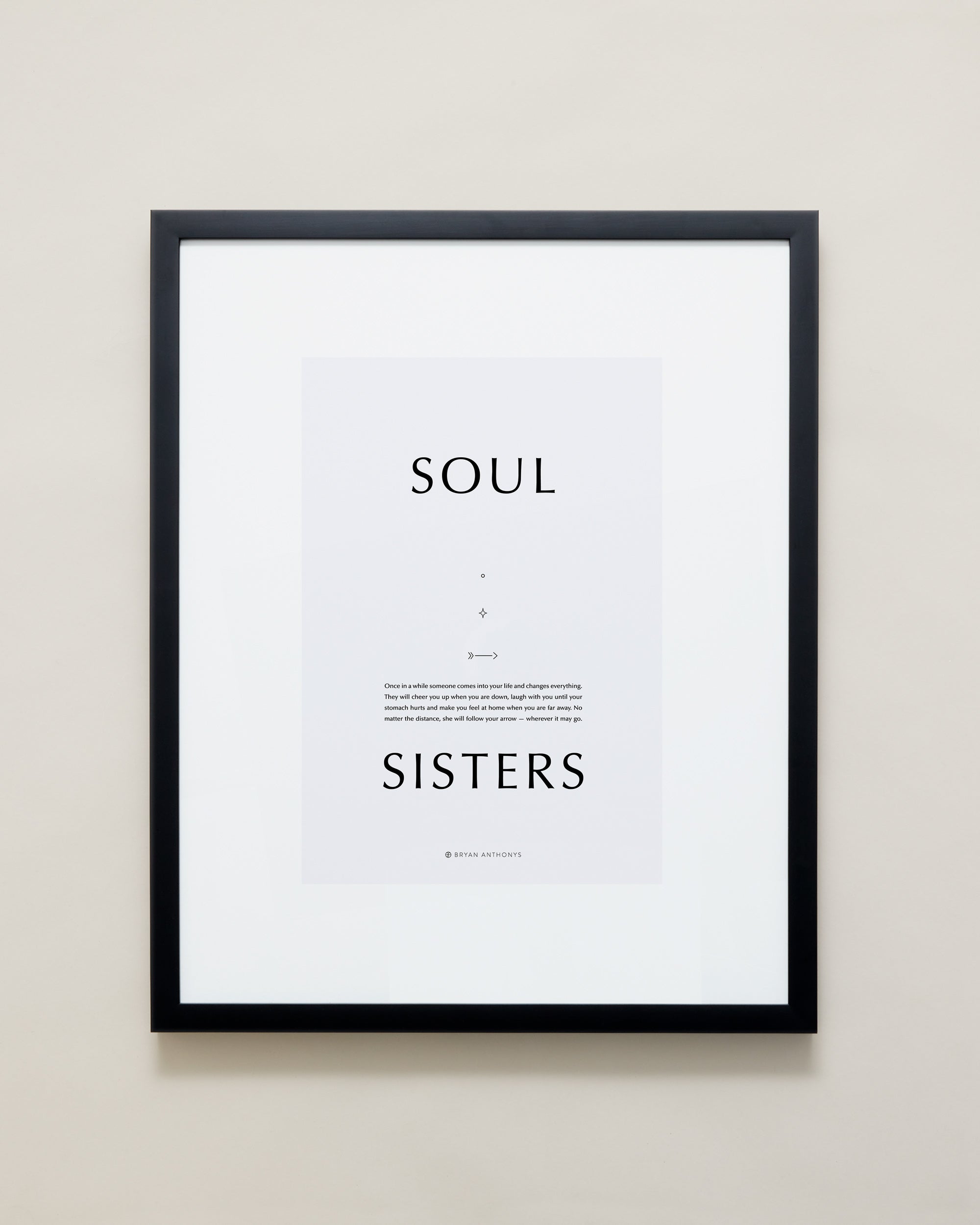 Bryan Anthonys Home Decor Purposeful Prints Soul Sisters Iconic Framed Print Gray Art with Black Frame 16x20