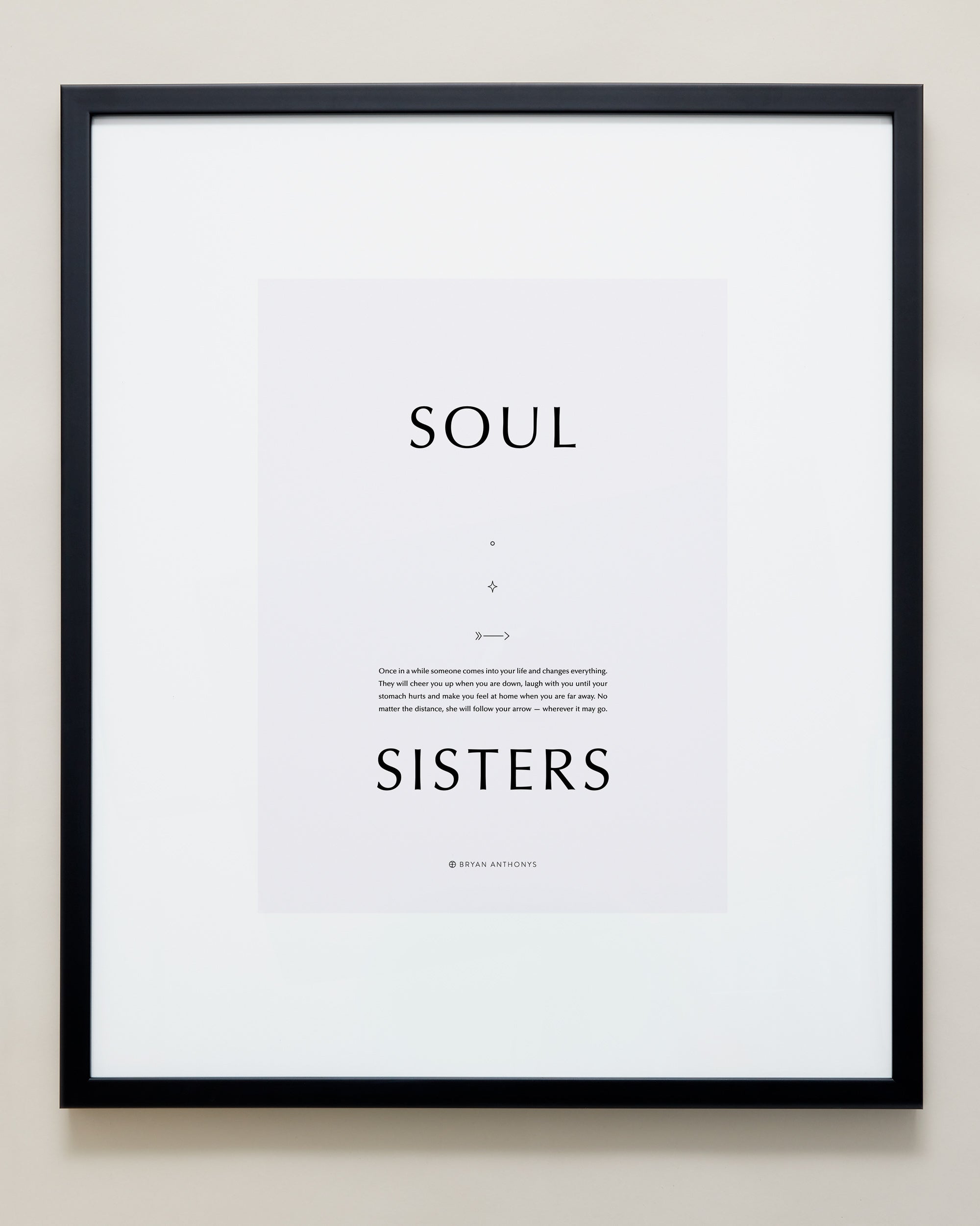 Bryan Anthonys Home Decor Purposeful Prints Soul Sisters Iconic Framed Print Gray Art with Black Frame 20x24