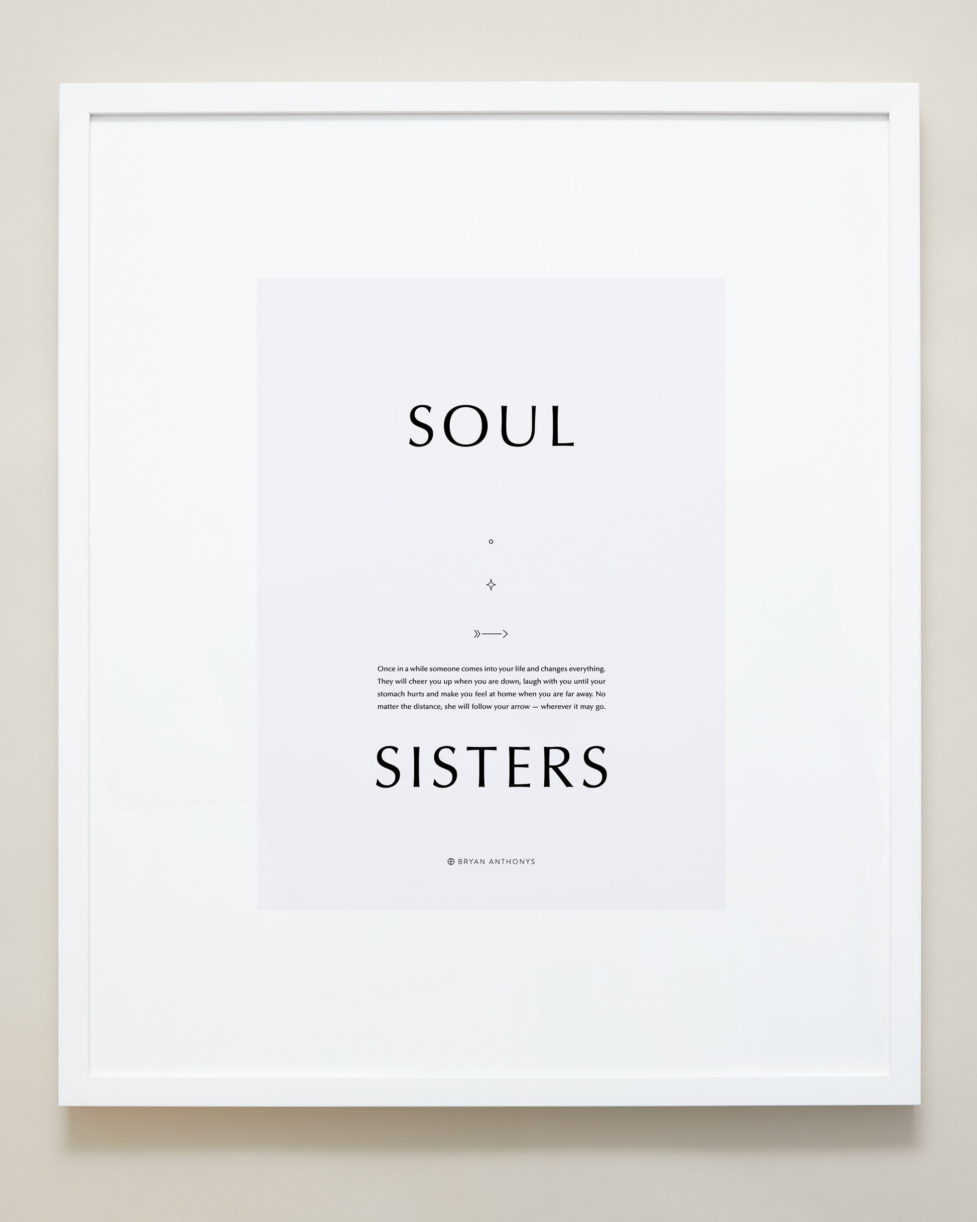 Bryan Anthonys Home Decor Purposeful Prints Soul Sisters Iconic Framed Print Gray Art with White Frame 20x24