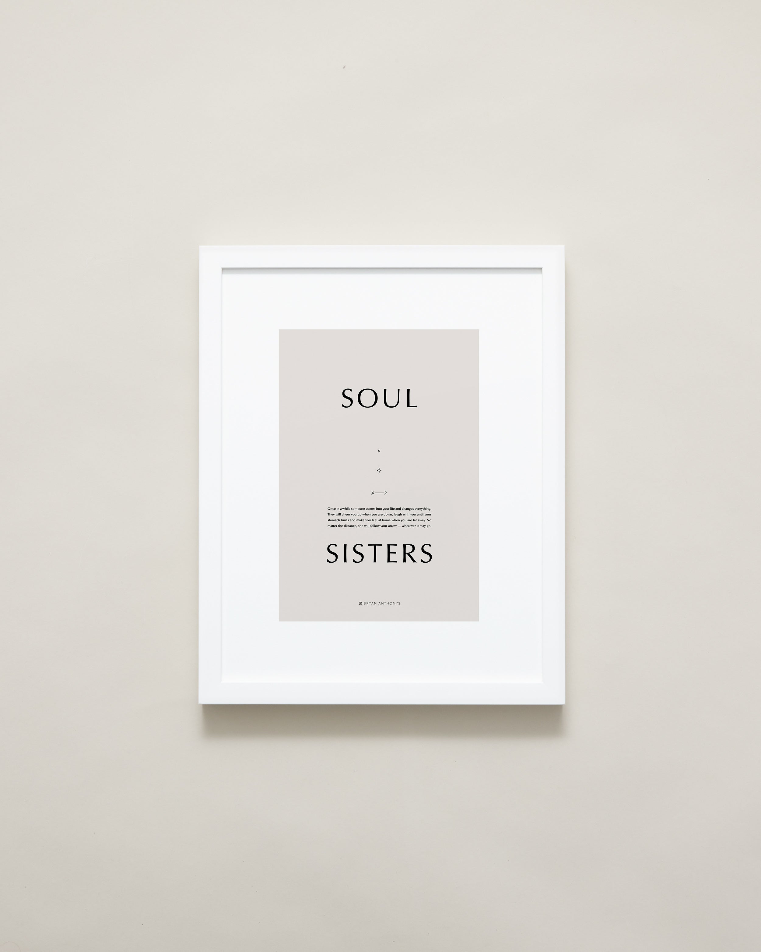 Bryan Anthonys Home Decor Purposeful Prints Soul Sisters Iconic Framed Print Tan Art with White Frame 11x14