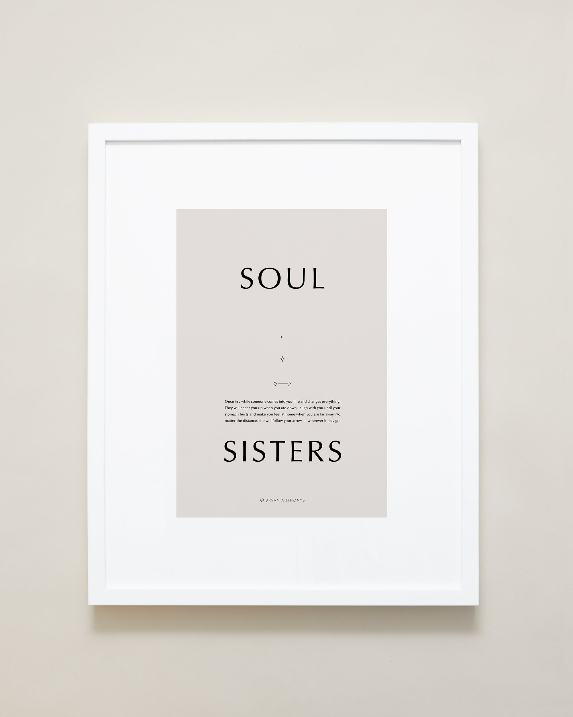 Bryan Anthonys Home Decor Purposeful Prints Soul Sisters Iconic Framed Print Tan Art with White Frame 16x20
