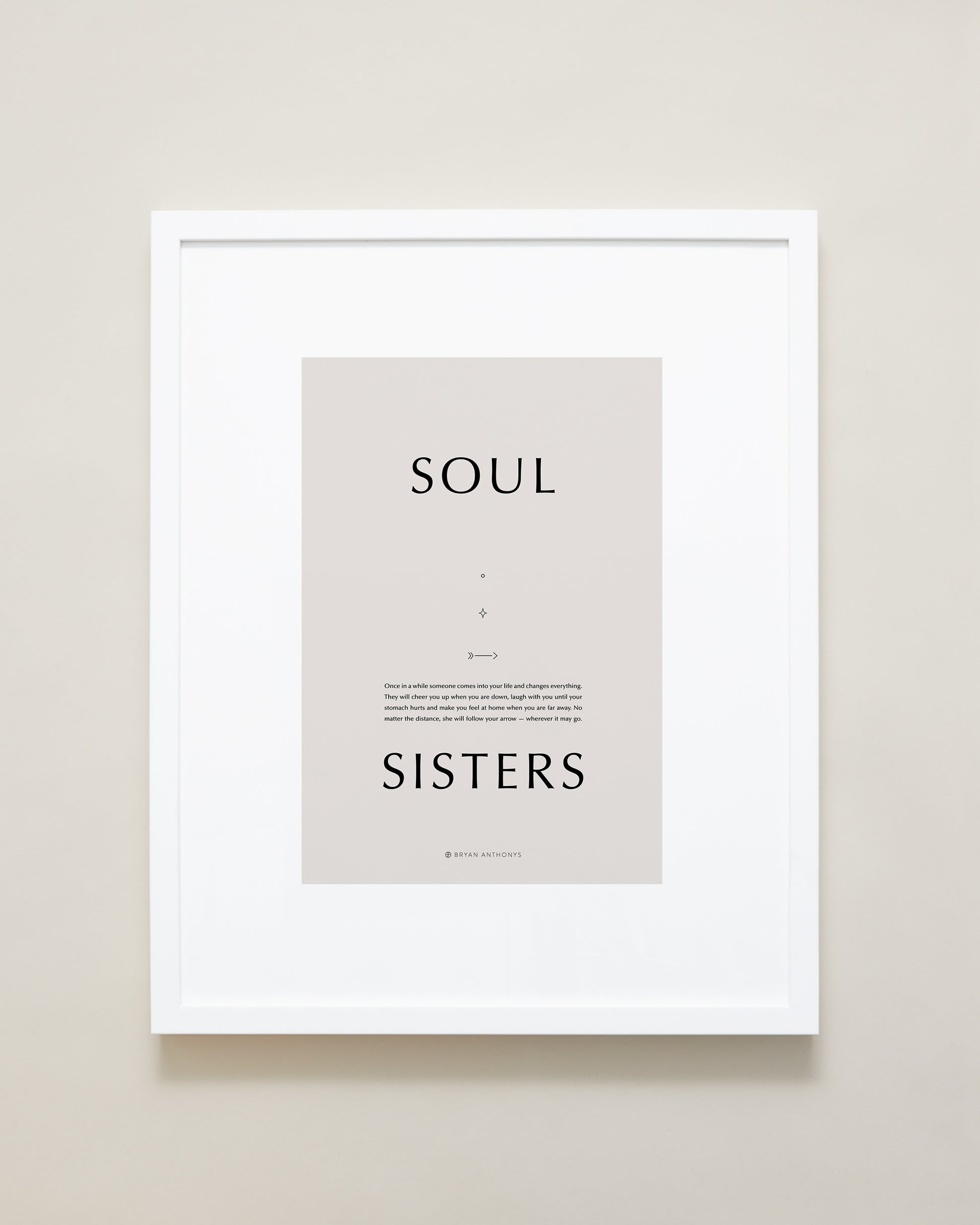 Bryan Anthonys Home Decor Purposeful Prints Soul Sisters Iconic Framed Print Tan Art with White Frame 16x20