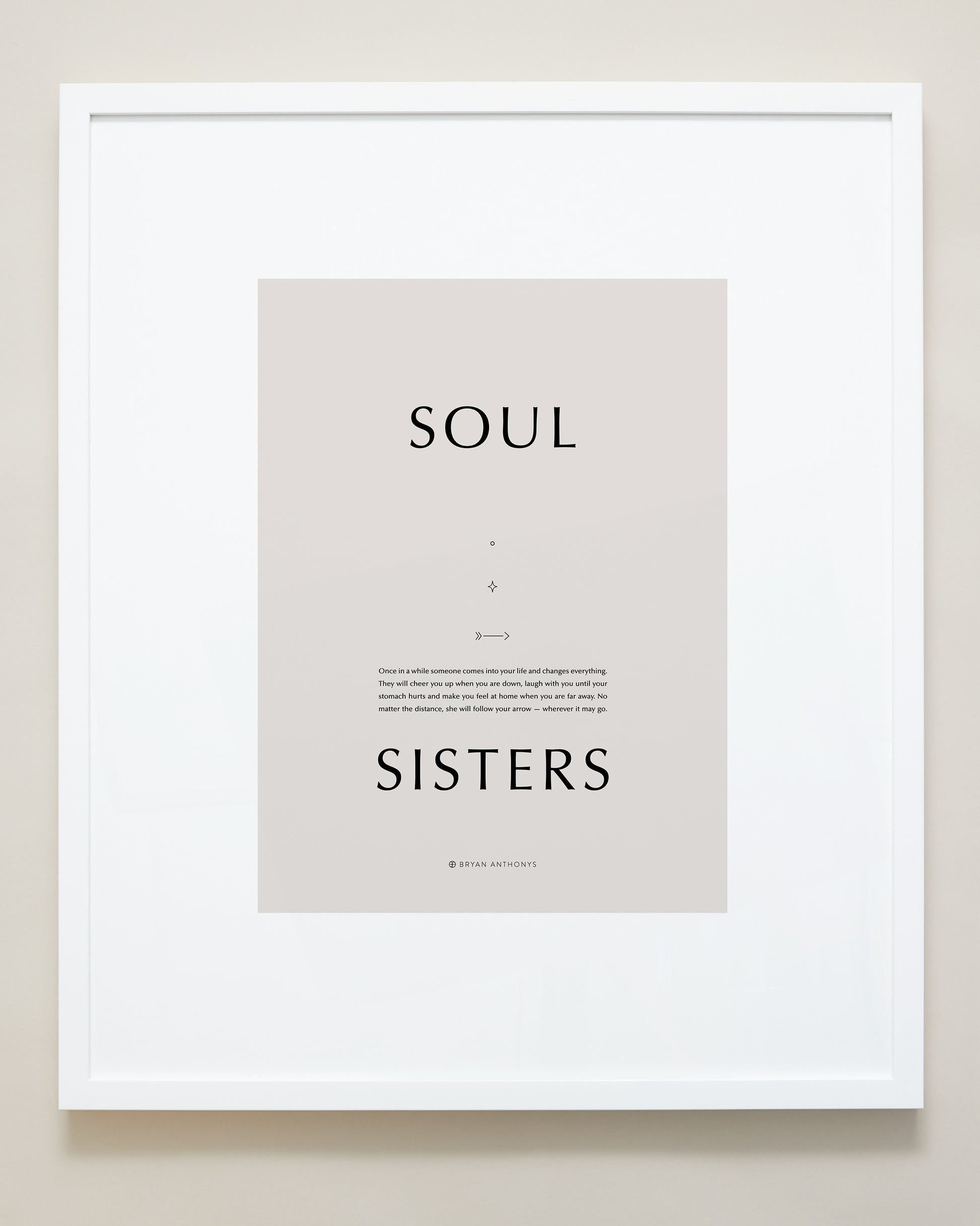 Bryan Anthonys Home Decor Purposeful Prints Soul Sisters Iconic Framed Print Tan Art with White Frame 20x24