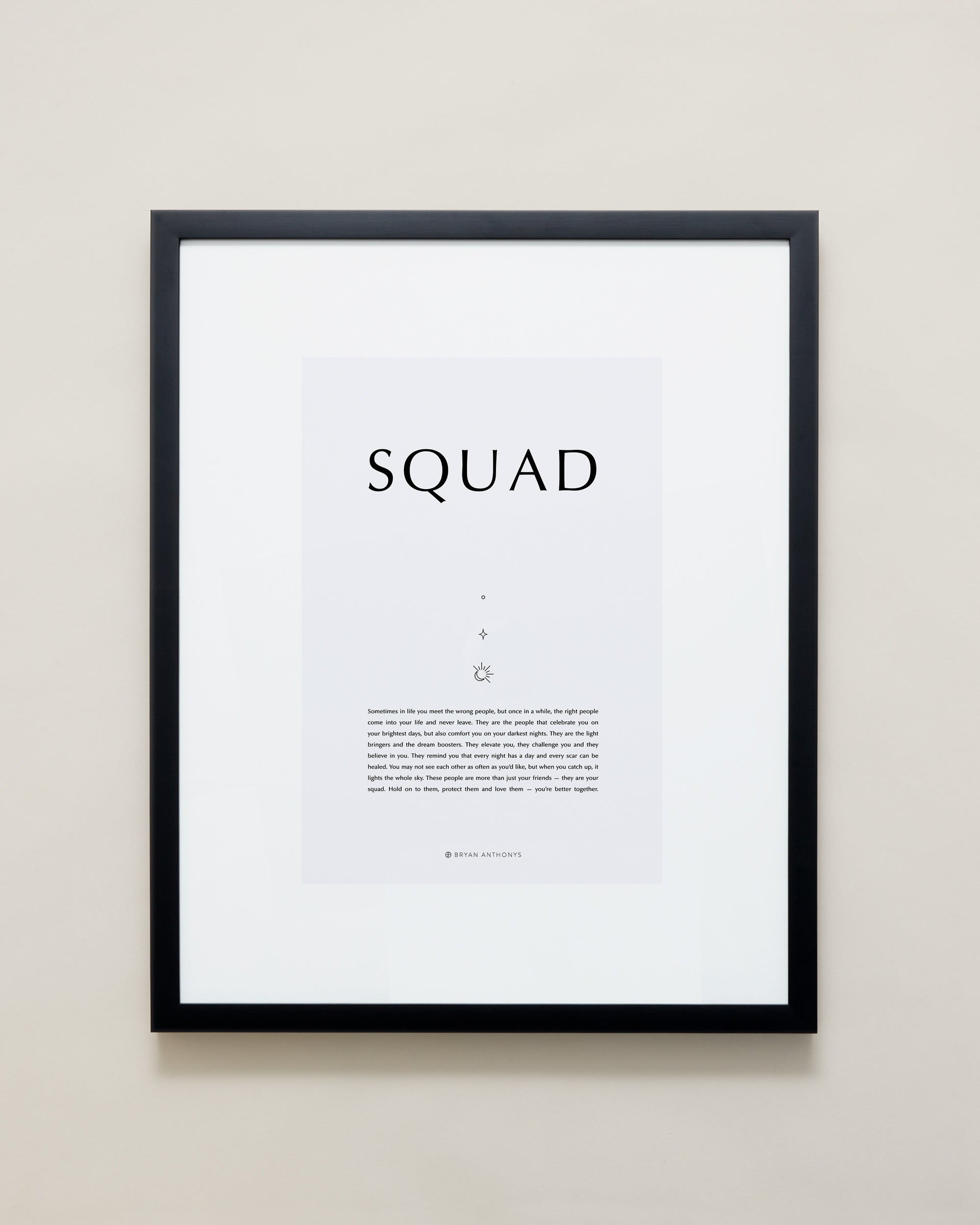 Bryan Anthonys Home Decor Purposeful Prints Squad Iconic Framed Print Gray Art Black Frame 16x20