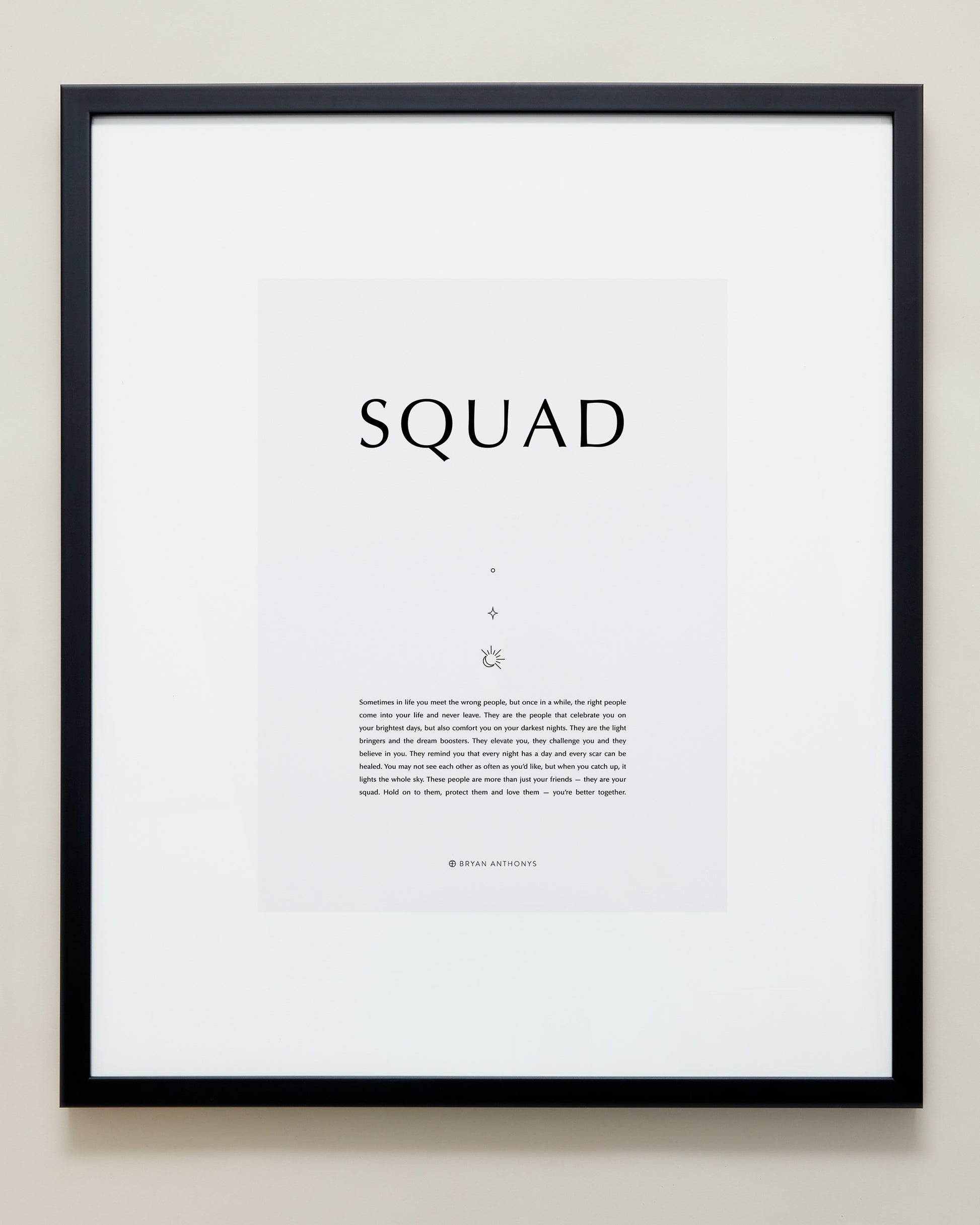 Bryan Anthonys Home Decor Purposeful Prints Squad Iconic Framed Print Gray Art Black Frame 20x24