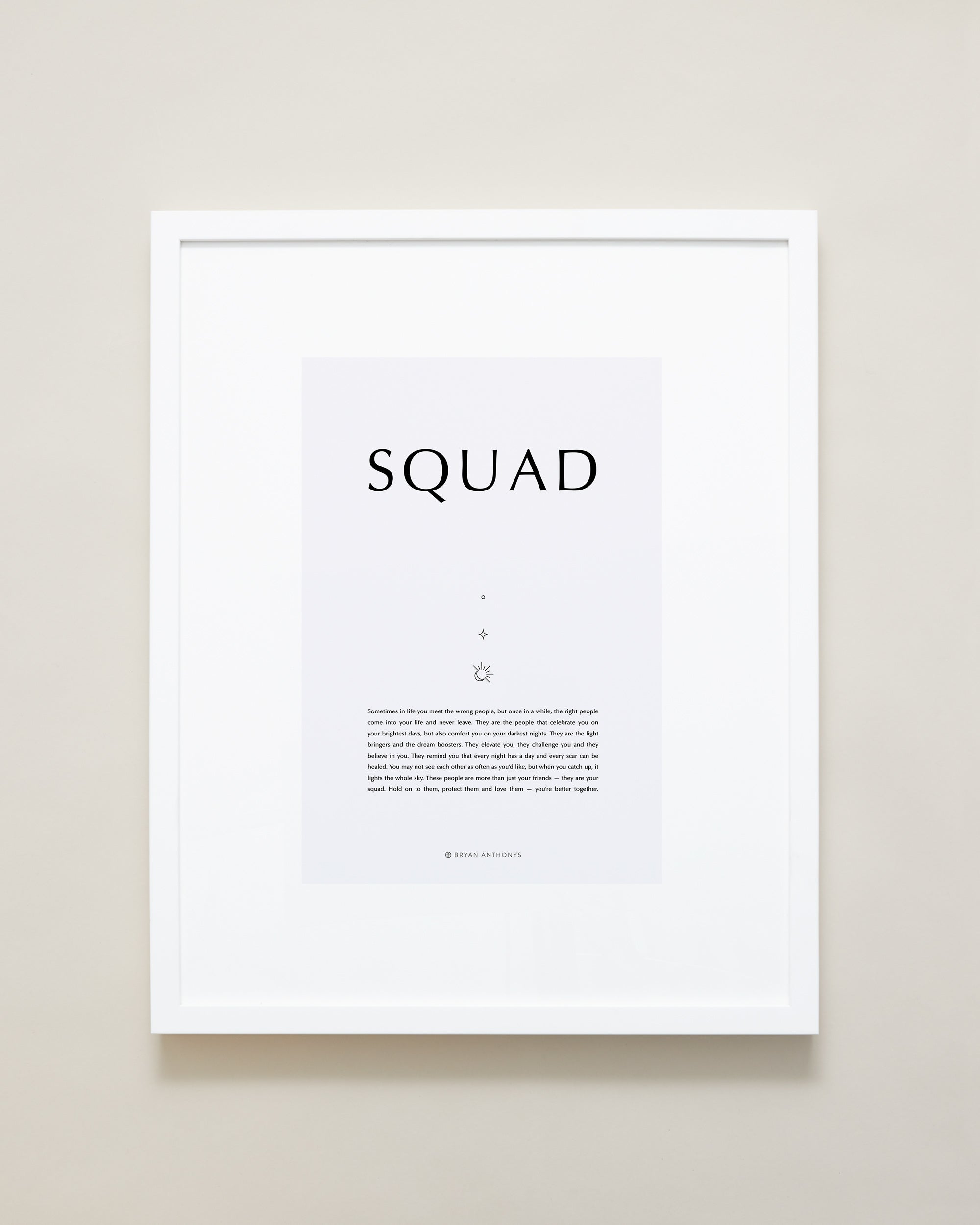 Bryan Anthonys Home Decor Purposeful Prints Squad Iconic Framed Print Gray Art White Frame 16x20