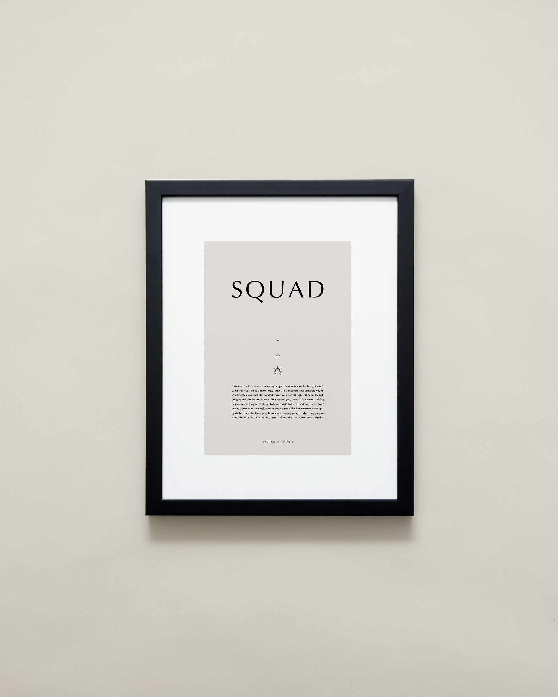 Bryan Anthonys Home Decor Purposeful Prints Squad Iconic Framed Print Tan Art Black Frame 11x14