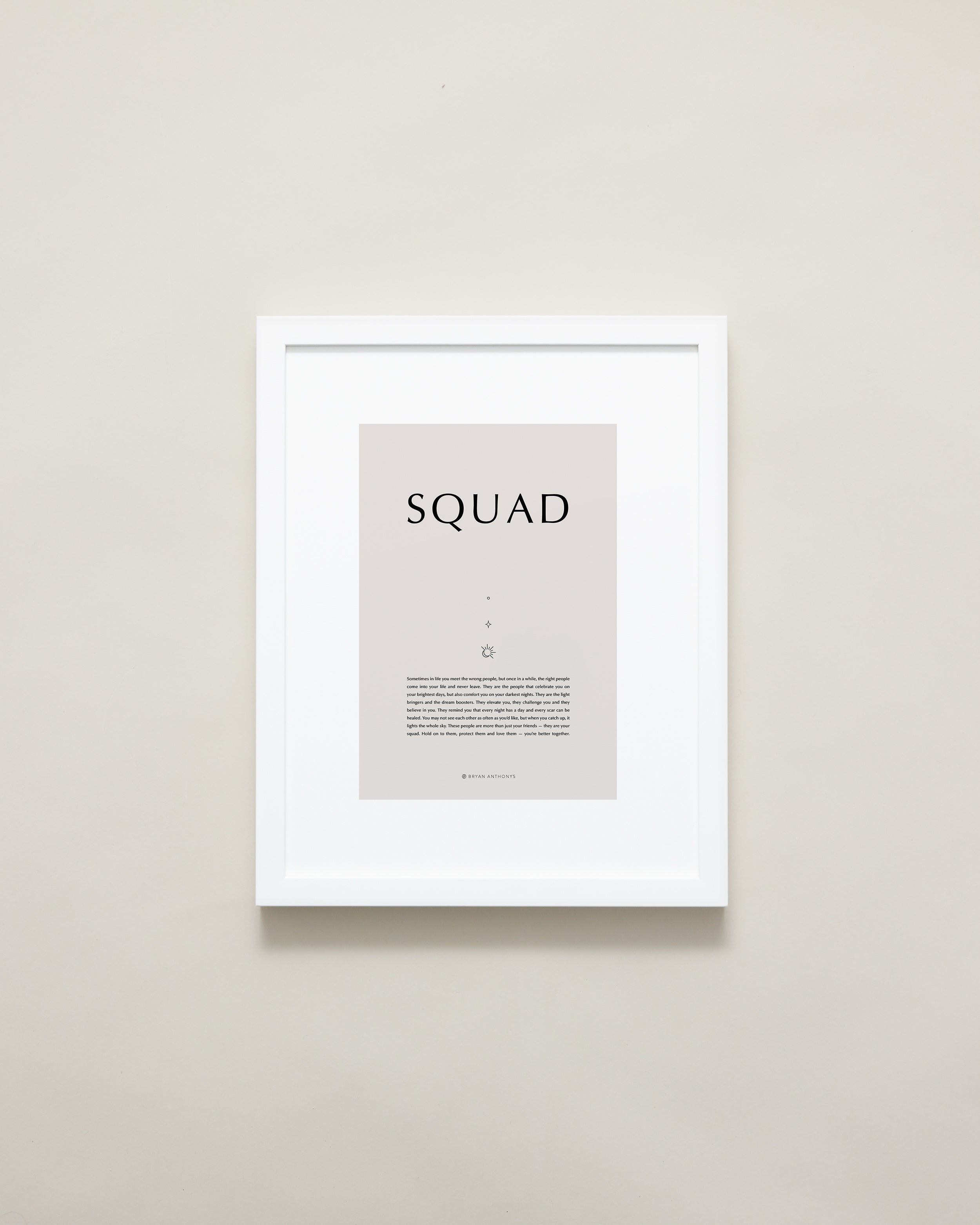 Bryan Anthonys Home Decor Purposeful Prints Squad Iconic Framed Print Tan Art White Frame 11x14