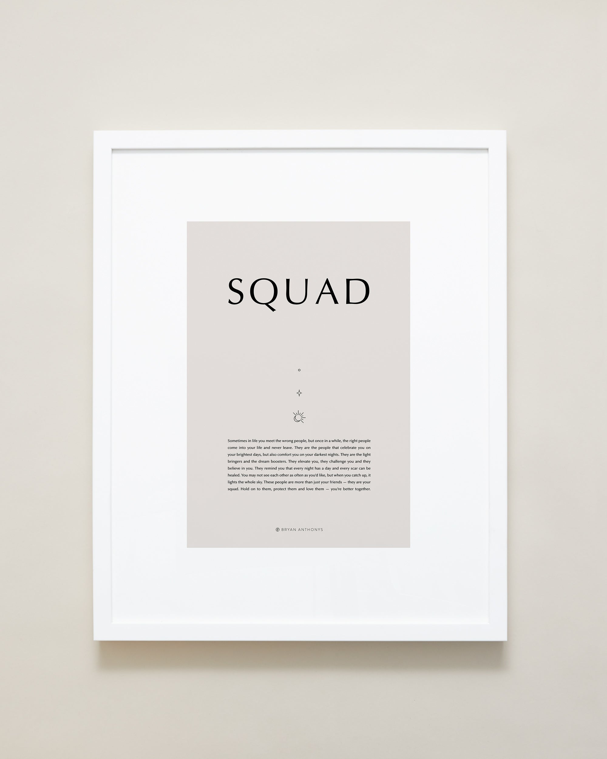 Bryan Anthonys Home Decor Purposeful Prints Squad Iconic Framed Print Tan Art White Frame 16x20