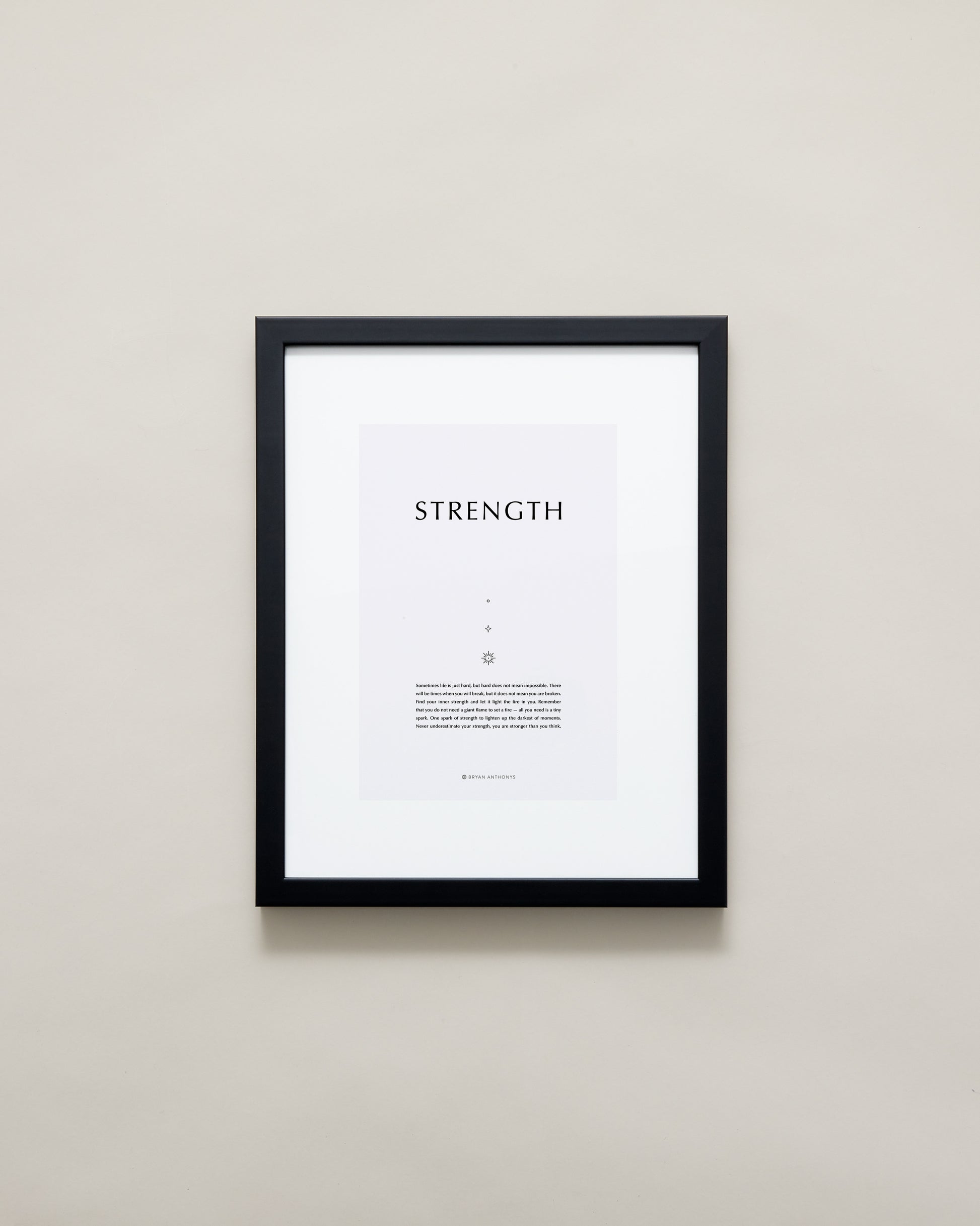 Bryan Anthonys Home Decor Purposeful Prints Strength Iconic Framed Print Gray Art With Black Frame 11x14