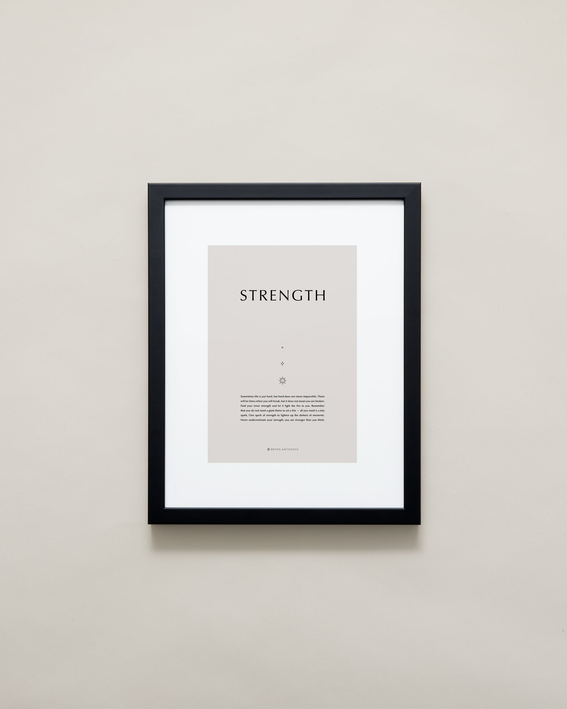 Bryan Anthonys Home Decor Purposeful Prints Strength Iconic Framed Print Tan Art With Black Frame 11x14