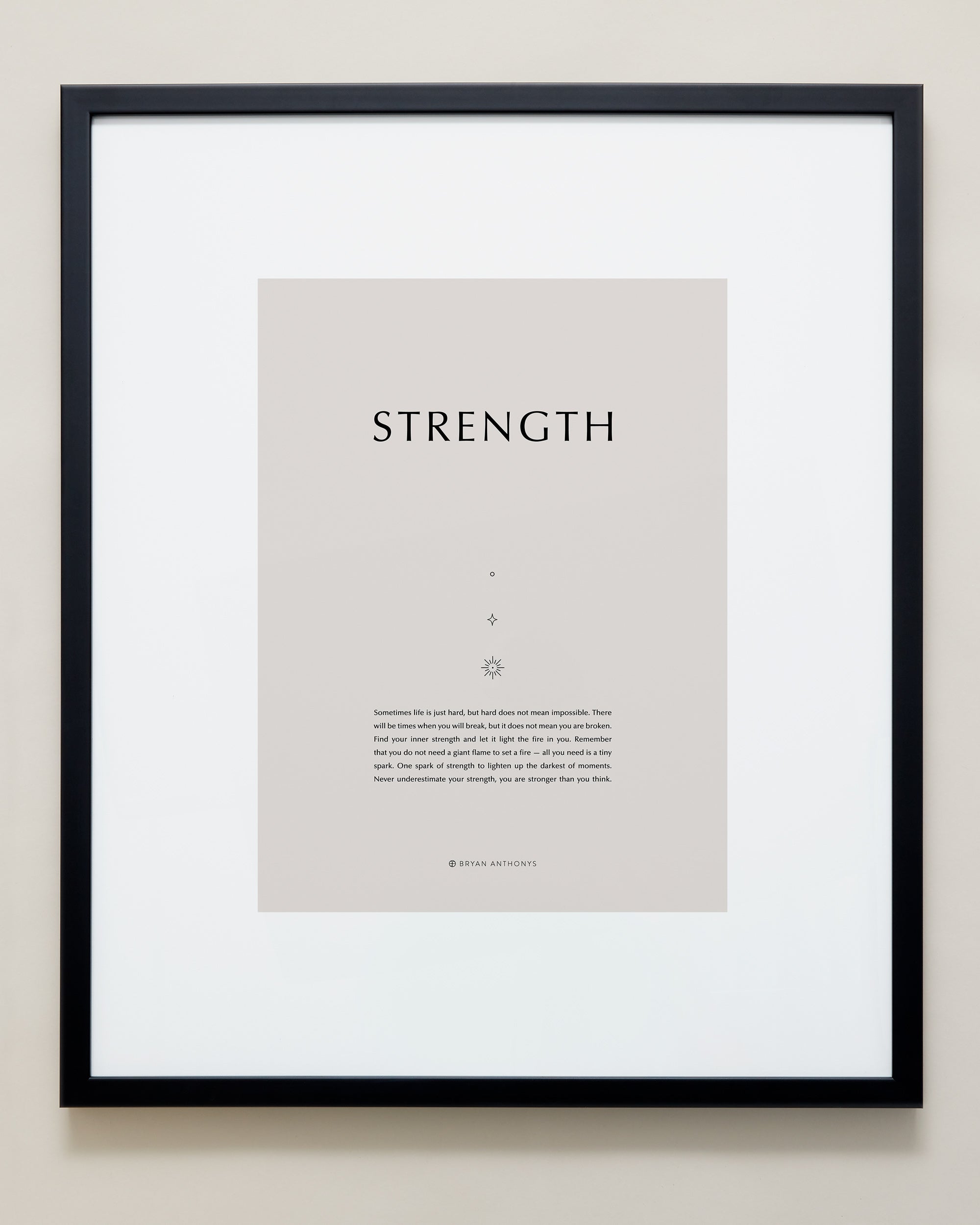 Bryan Anthonys Home Decor Purposeful Prints Strength Iconic Framed Print Tan Art With Black Frame 20x24