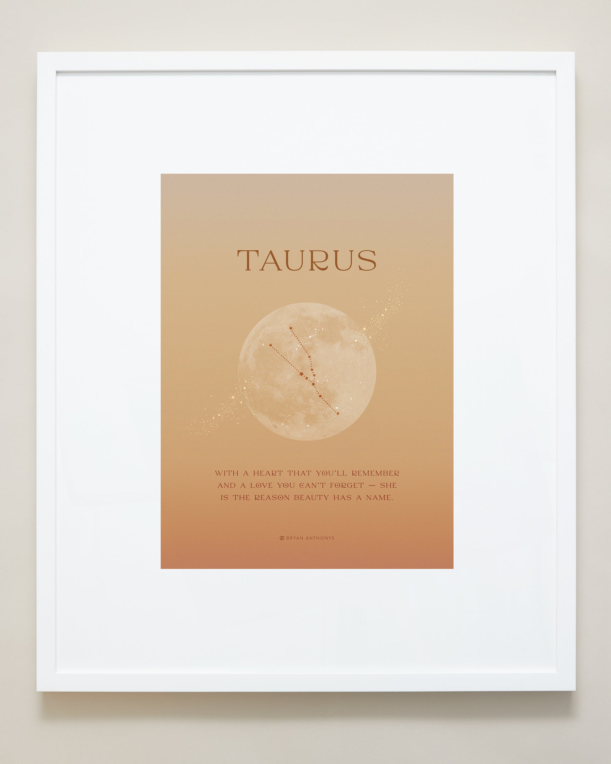 Bryan Anthonys Taurus Zodiac Moon Graphic Framed Print White Frame 20x24