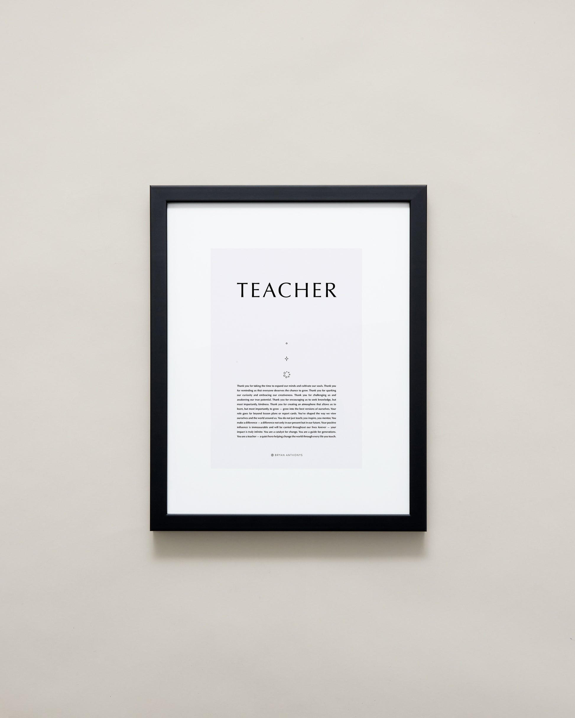 Bryan Anthonys Home Decor Purposeful Prints Teacher Iconic Framed Print Gray Art with Black Frame 11x14