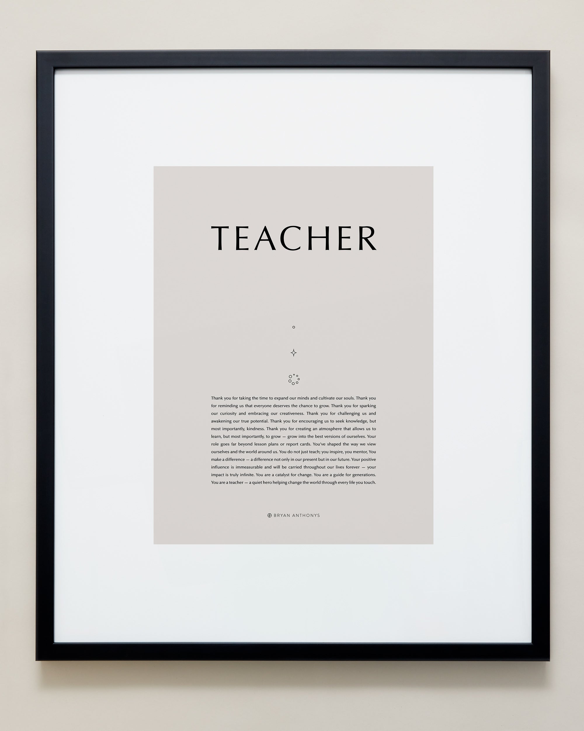Bryan Anthonys Home Decor Purposeful Prints Teacher Iconic Framed Print Tan Art with Black Frame 20x24
