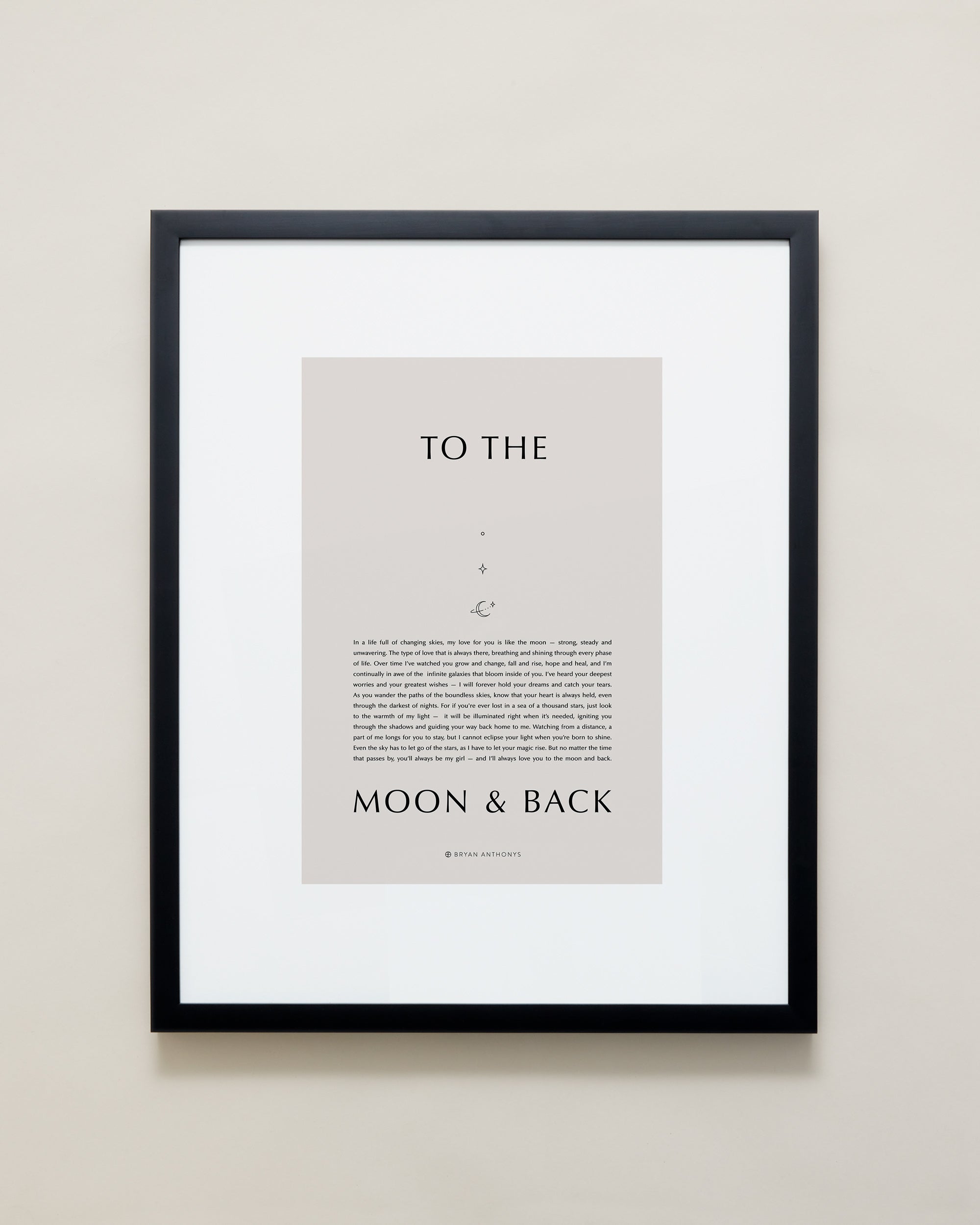 Bryan Anthonys Home Decor Purposeful Prints To The Moon & Back Iconic Framed Print Tan Art With Black Frame 16x20