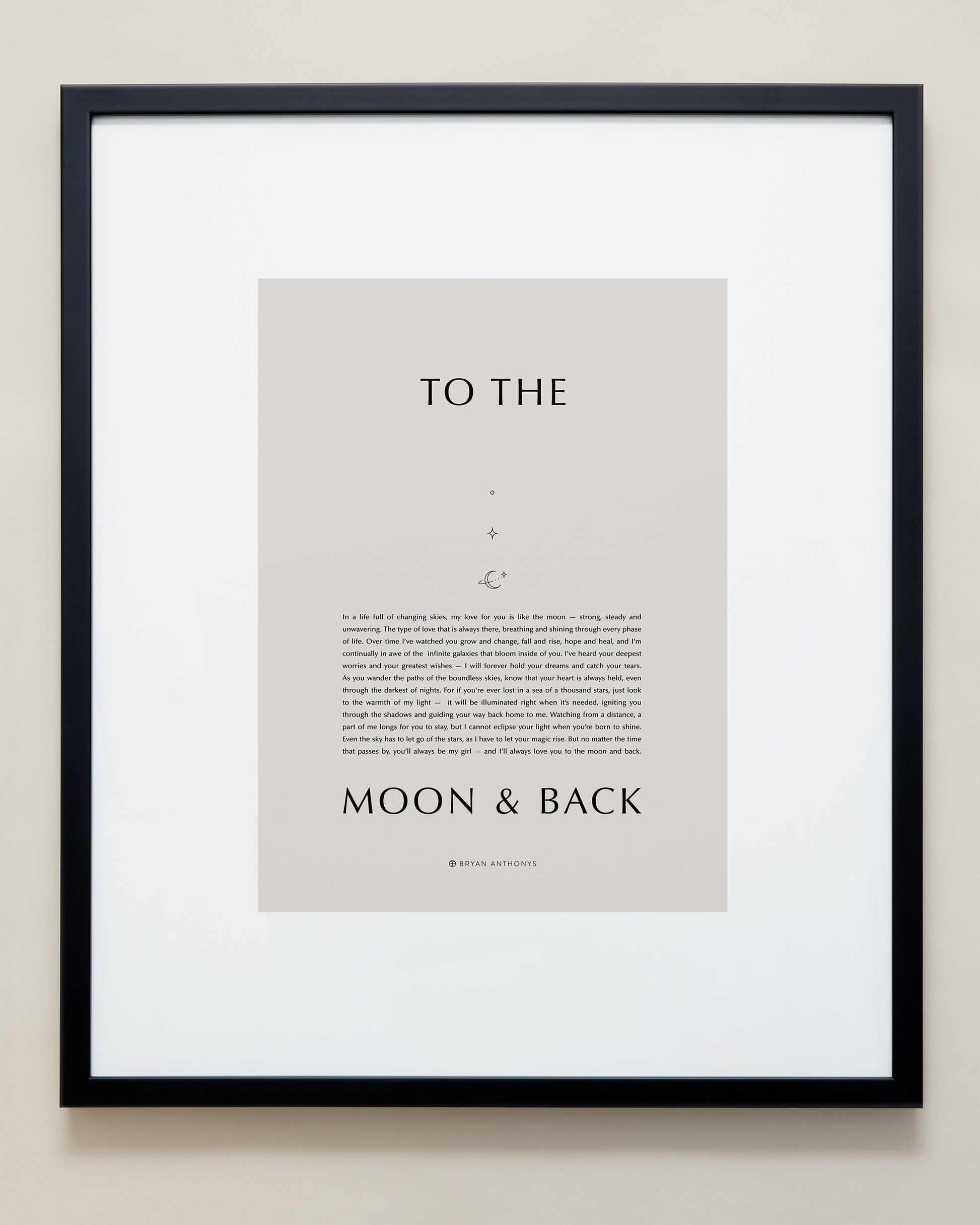 Bryan Anthonys Home Decor Purposeful Prints To The Moon & Back Iconic Framed Print Tan Art With Black Frame 20x24