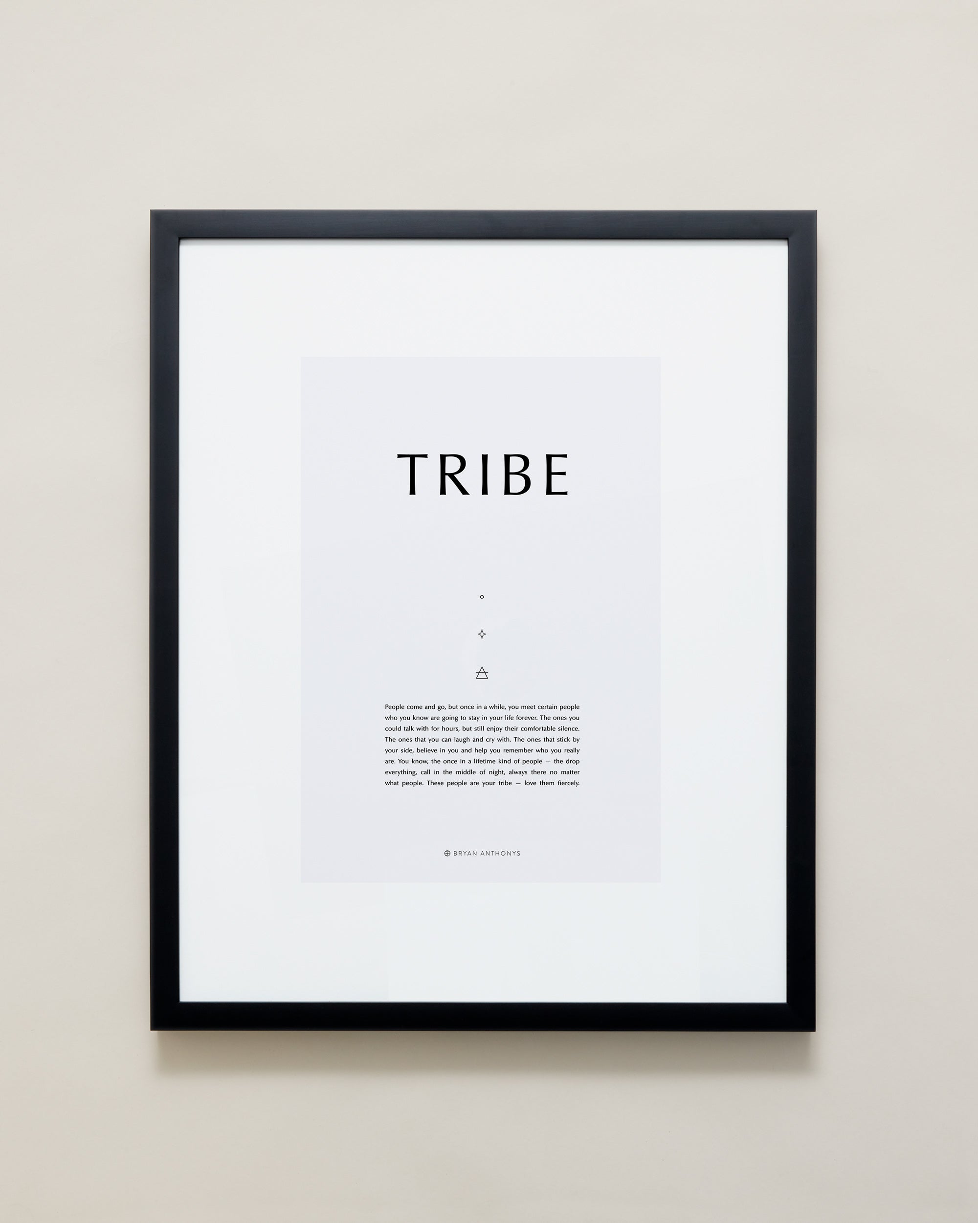 Bryan Anthonys Home Decor Purposeful Prints Tribe Iconic Framed Print Gray Art with Black Frame 16x20
