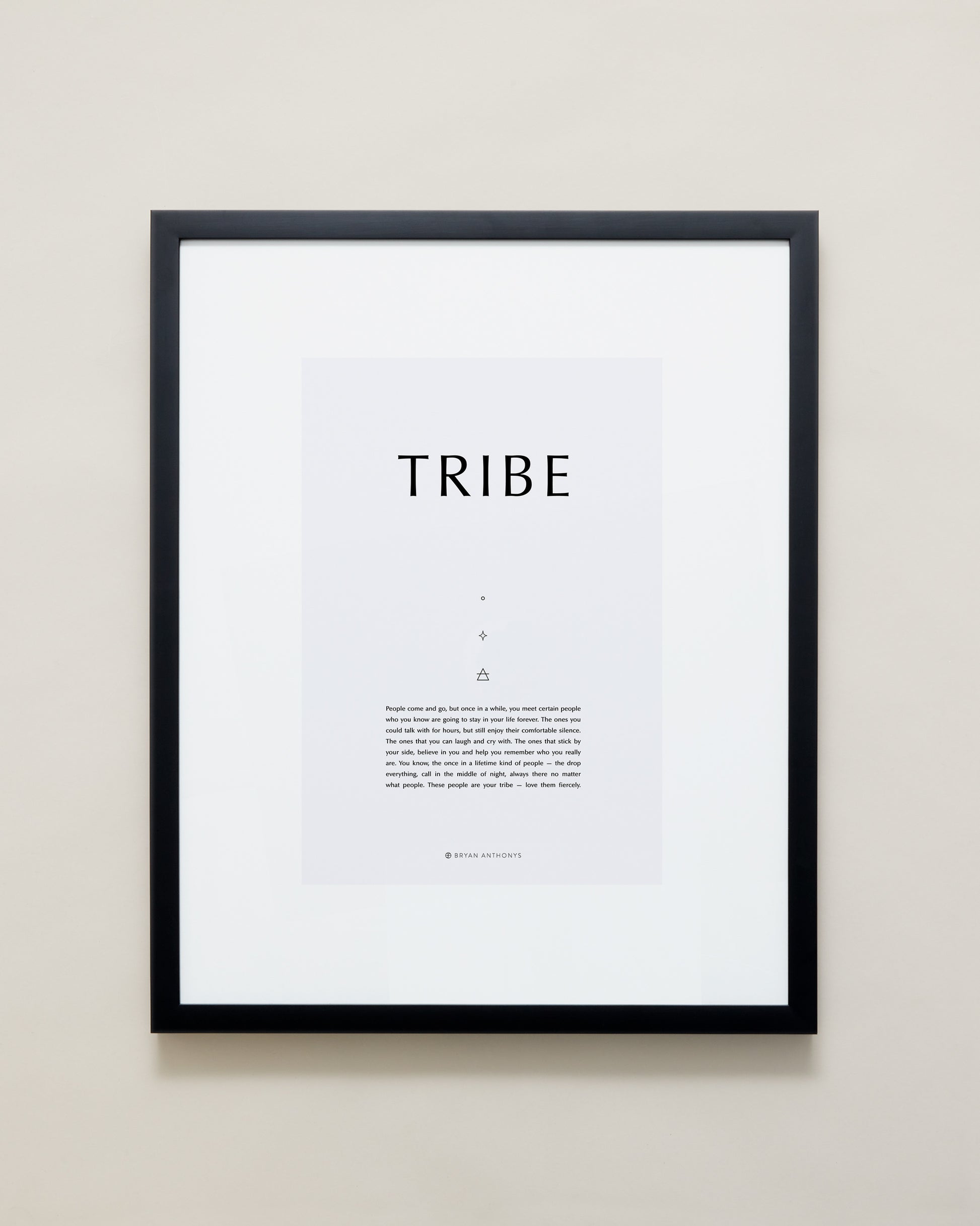 Bryan Anthonys Home Decor Purposeful Prints Tribe Iconic Framed Print Gray Art with Black Frame 16x20