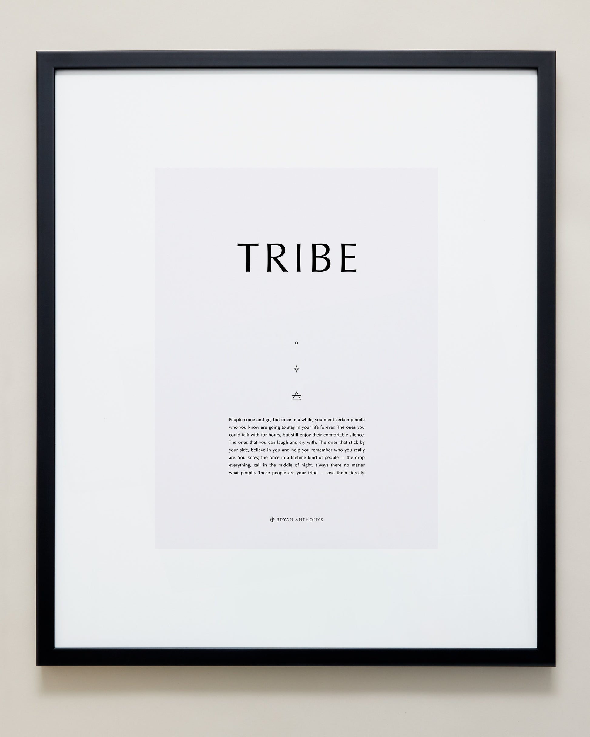Bryan Anthonys Home Decor Purposeful Prints Tribe Iconic Framed Print Gray Art with Black Frame 20x24