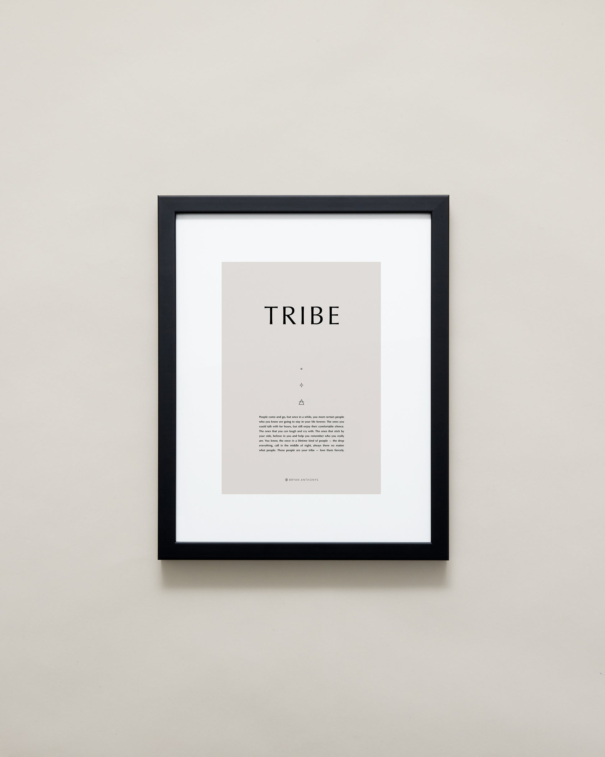Bryan Anthonys Home Decor Purposeful Prints Tribe Iconic Framed Print Tan Art with Black Frame 11x14