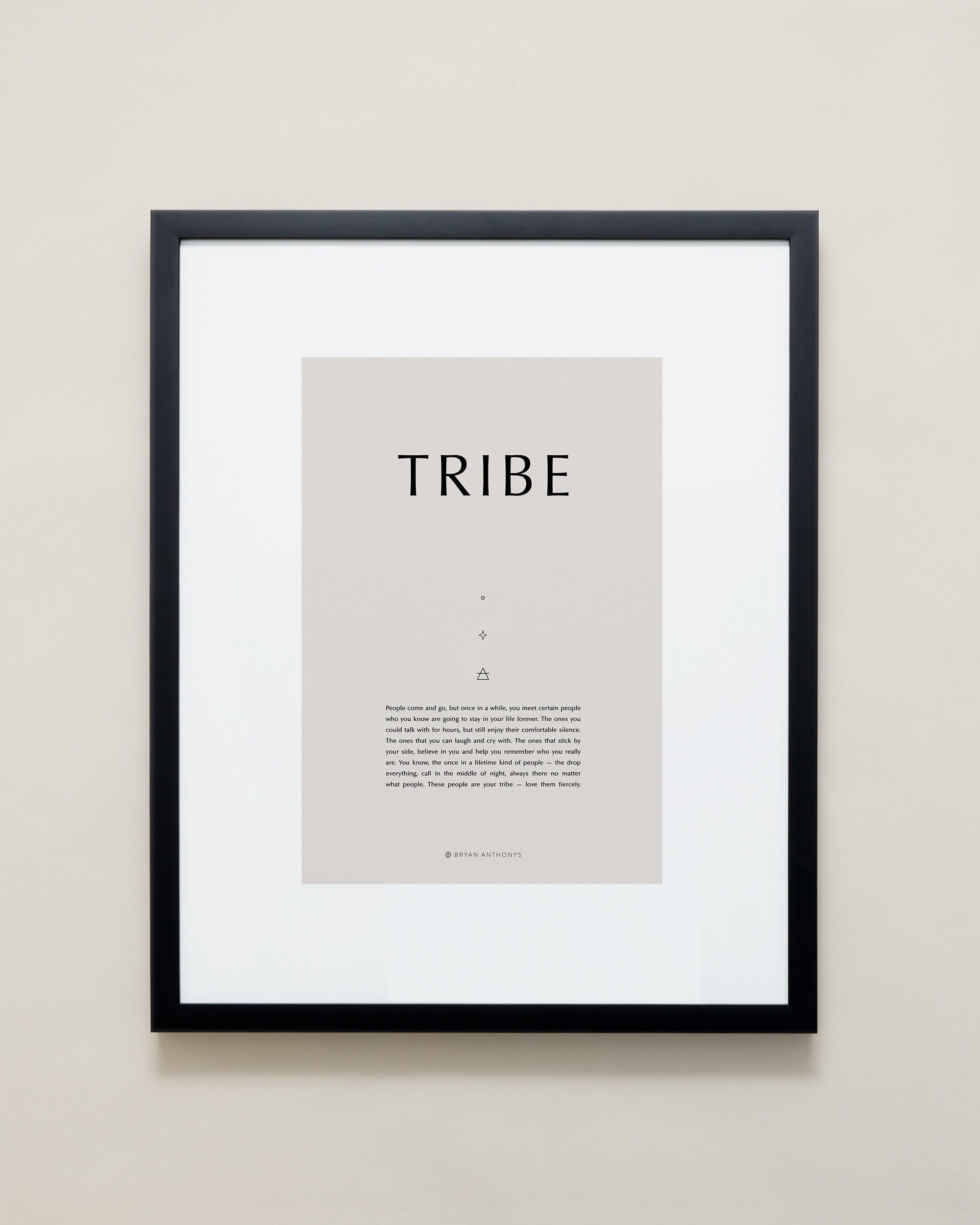 Bryan Anthonys Home Decor Purposeful Prints Tribe Iconic Framed Print Tan Art with Black Frame 16x20