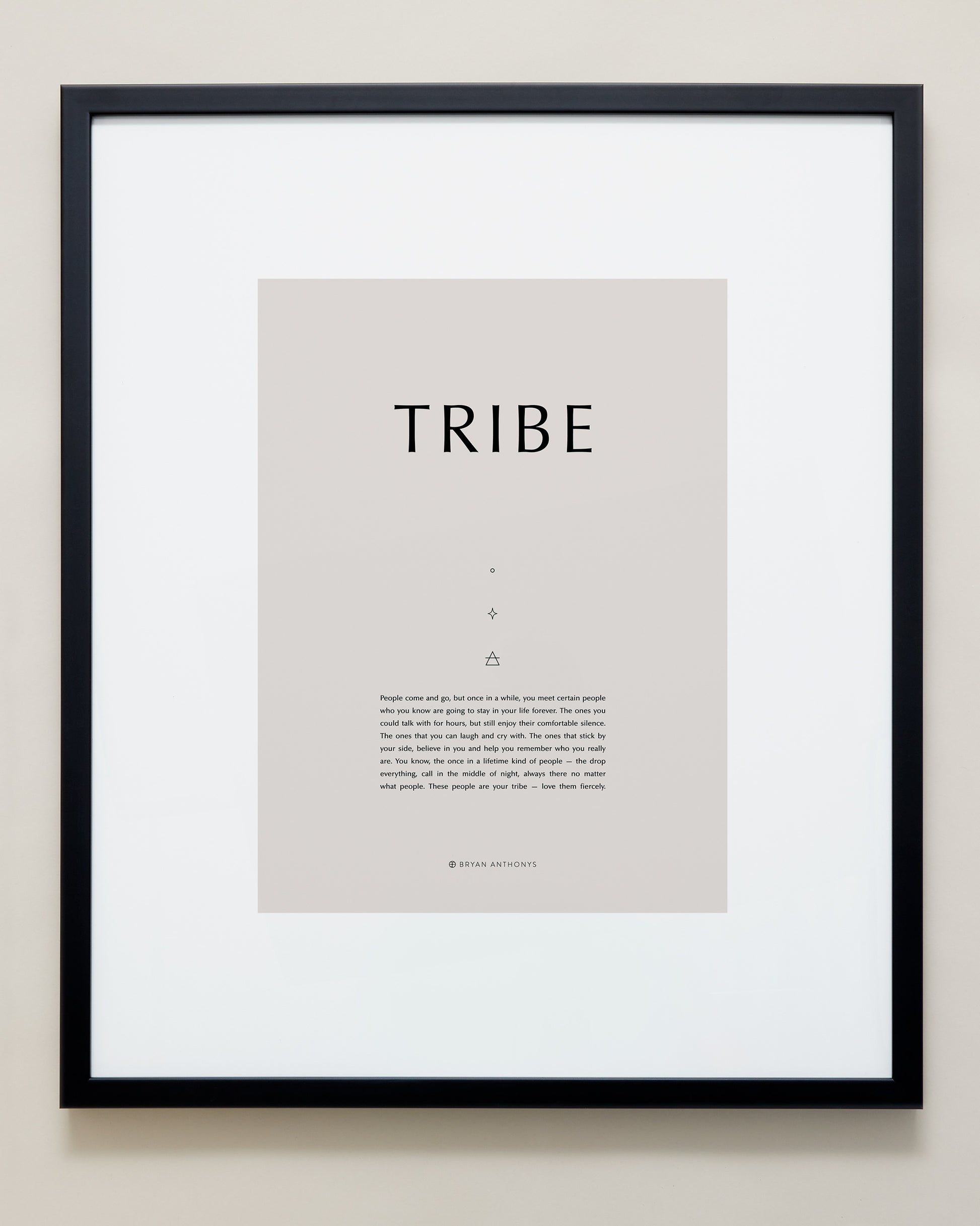 Bryan Anthonys Home Decor Purposeful Prints Tribe Iconic Framed Print Tan Art with Black Frame 20x24