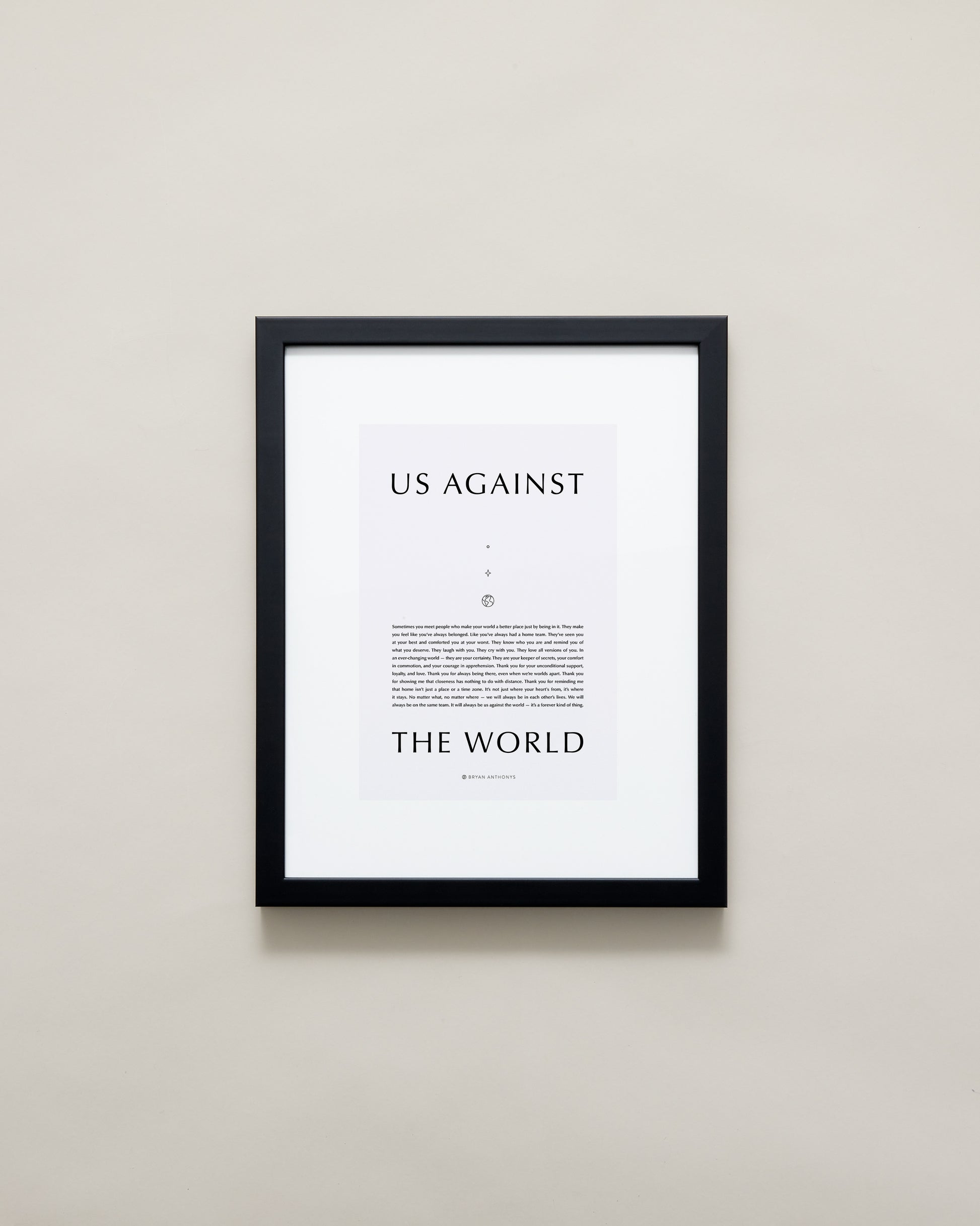 Bryan Anthonys Home Decor Purposeful Prints Us Against The World Iconic Framed Print Gray Art With Black Frame 11x14