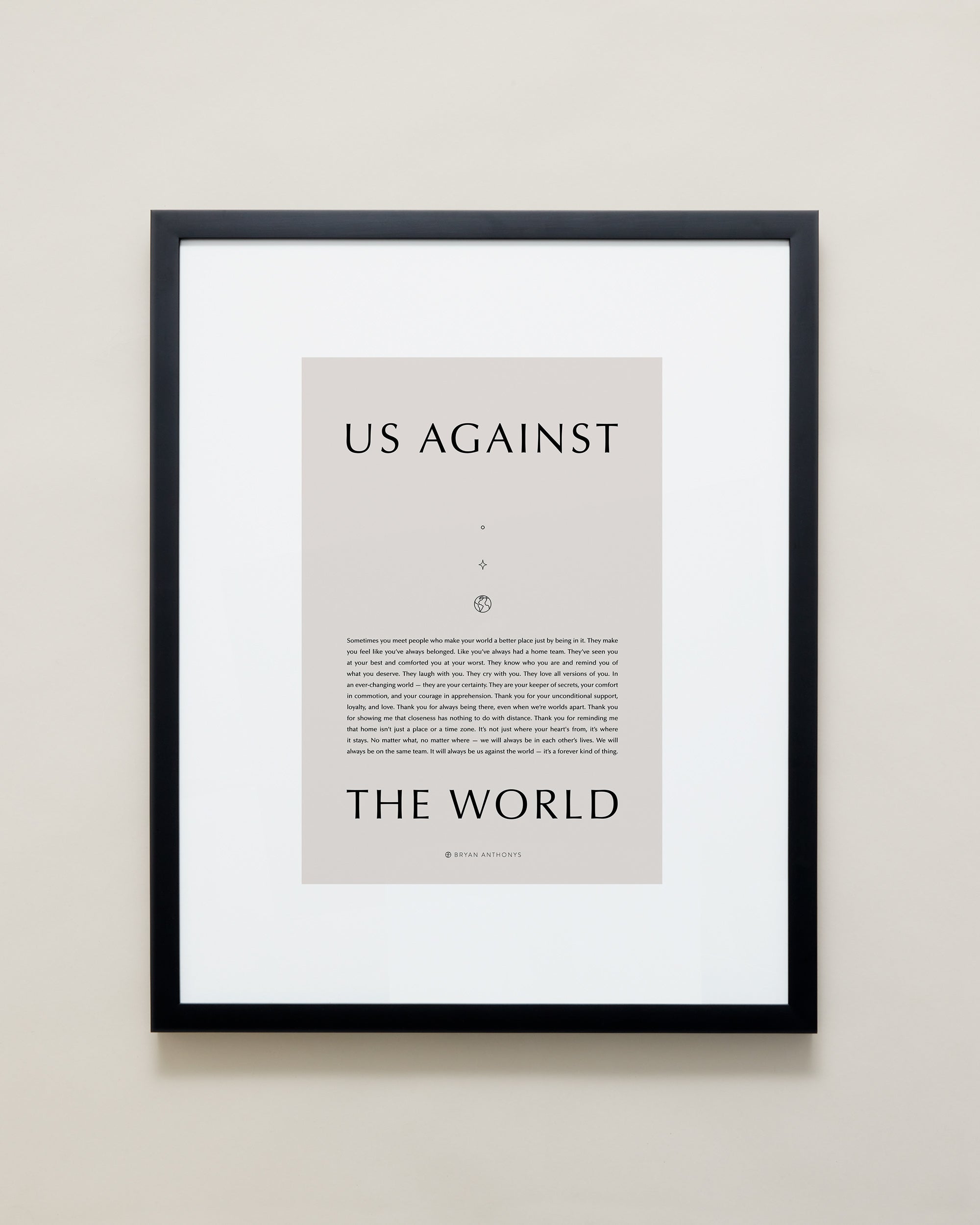 Bryan Anthonys Home Decor Purposeful Prints Us Against The World Iconic Framed Print Tan Art With Black Frame 16x20