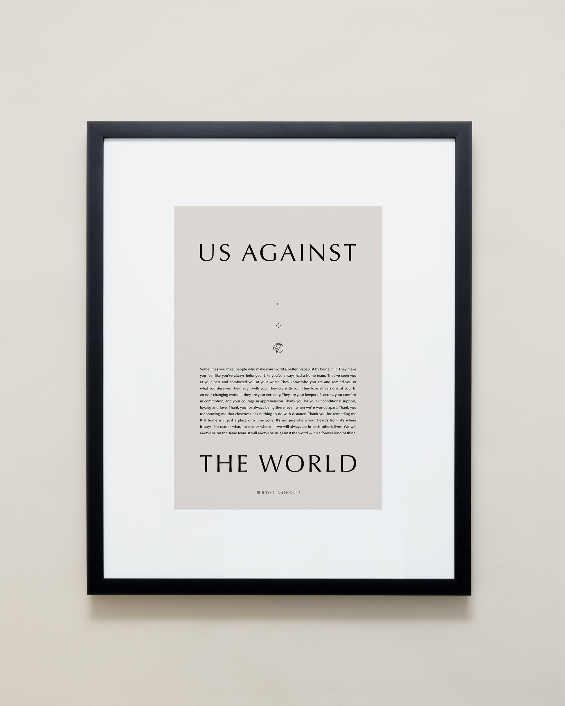 Bryan Anthonys Home Decor Purposeful Prints Us Against The World Iconic Framed Print Tan Art With Black Frame 16x20